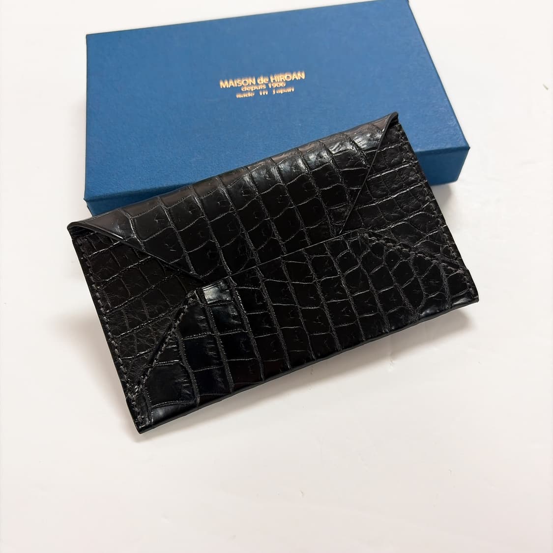 (정품/새상품) 메종 드 히로안 블랙 악어가죽 카드지갑 상품이미지1
