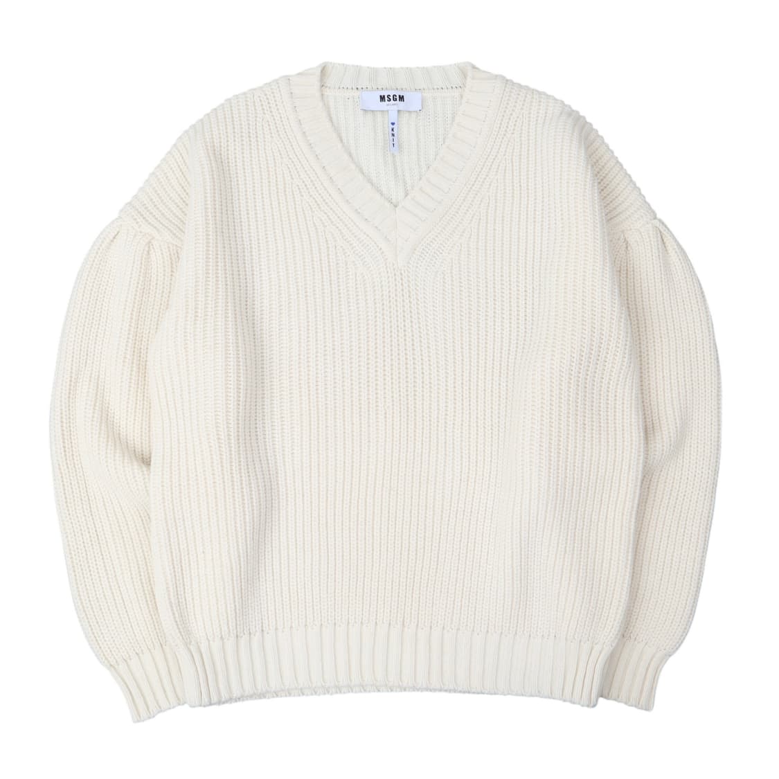 MSGM 밀라노 퍼프 화이트 브이넥 니트 상품이미지1