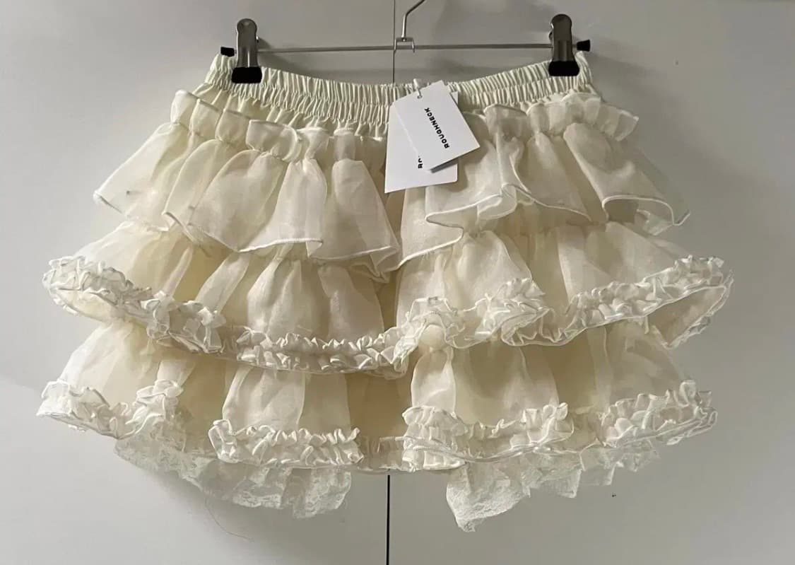 새상품) 러프넥 튜튜스커트 크림 상품이미지2