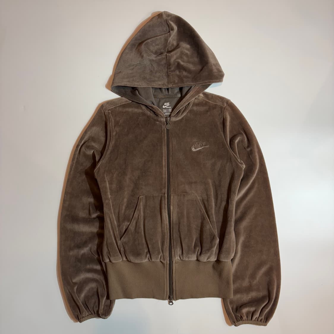 나이키 베이지 투웨이 벨벳 후드 집업 상품이미지1