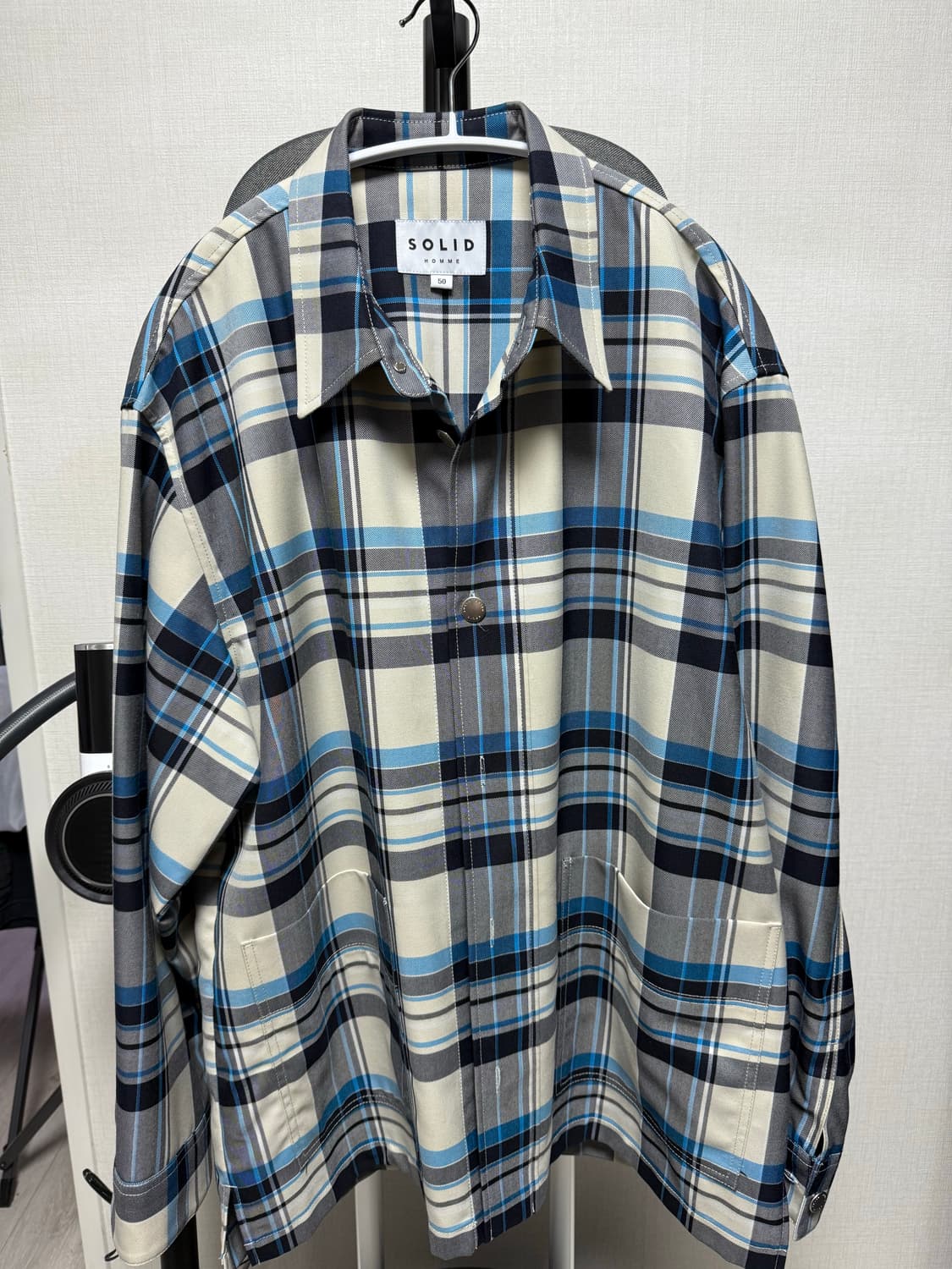 솔리드옴므 체크 오버셔츠 상품이미지1