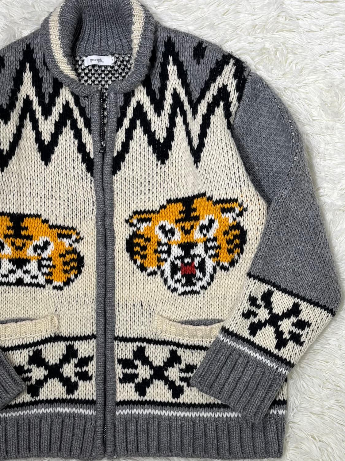 그라니프 타이거 패턴 코위찬 니트집업 상품이미지5