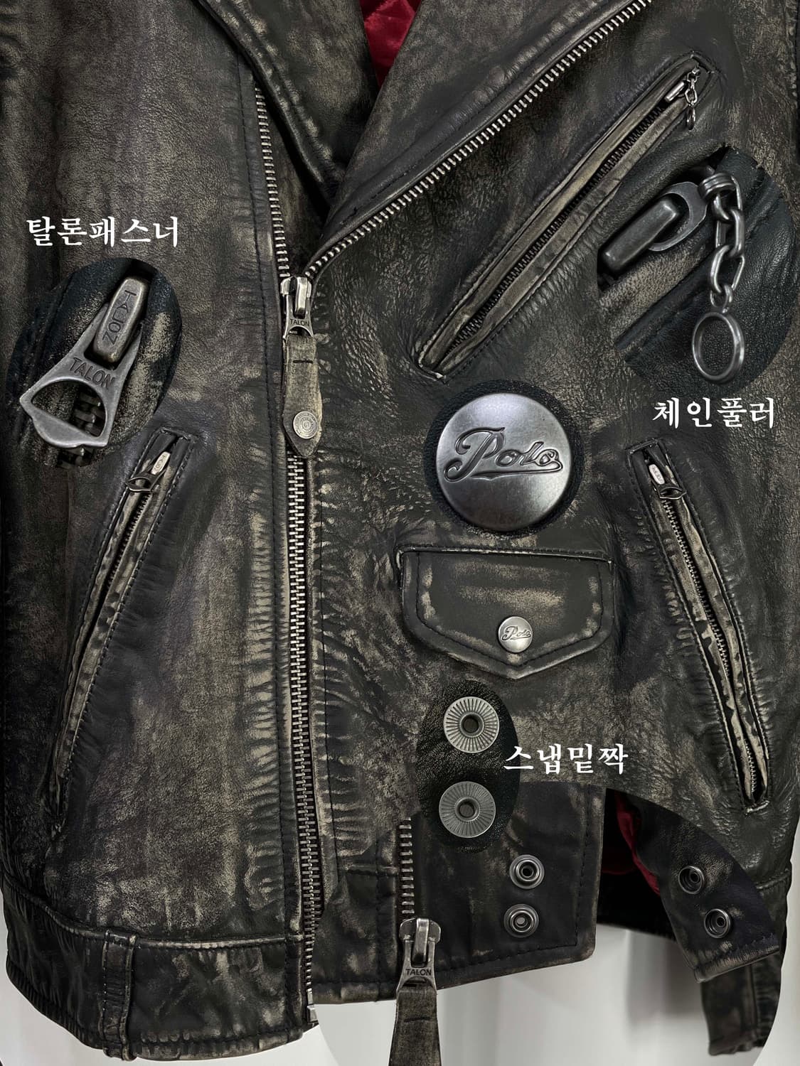 폴로 랄프로렌 탑그레인 카우하이드 러프아웃 모토 레더자켓 상품이미지7