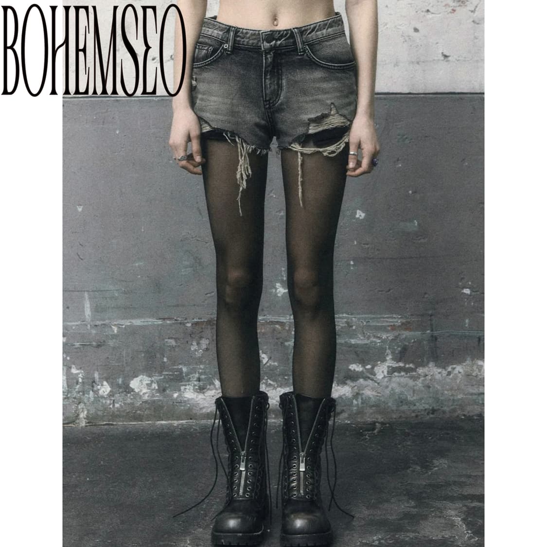 BOHEMSEO Grunge denim short pants 상품이미지1