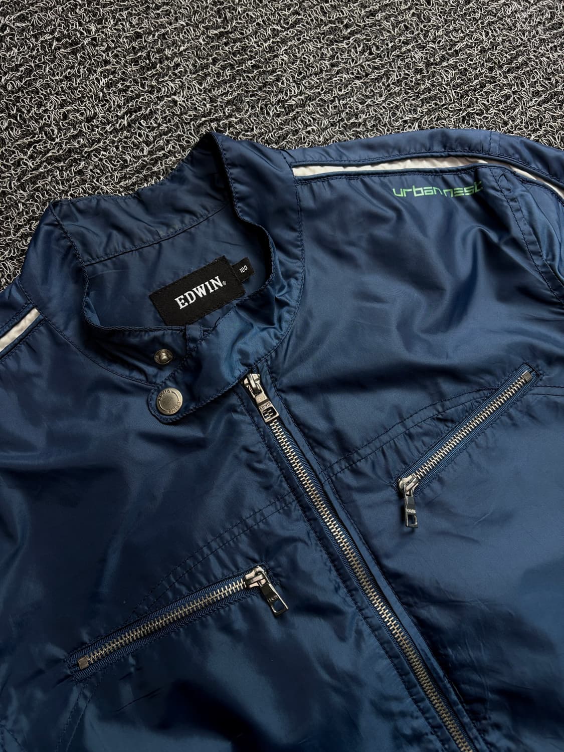 에드윈 나일론 블루 메탈 디테일 바이커 자켓 1502 상품이미지4