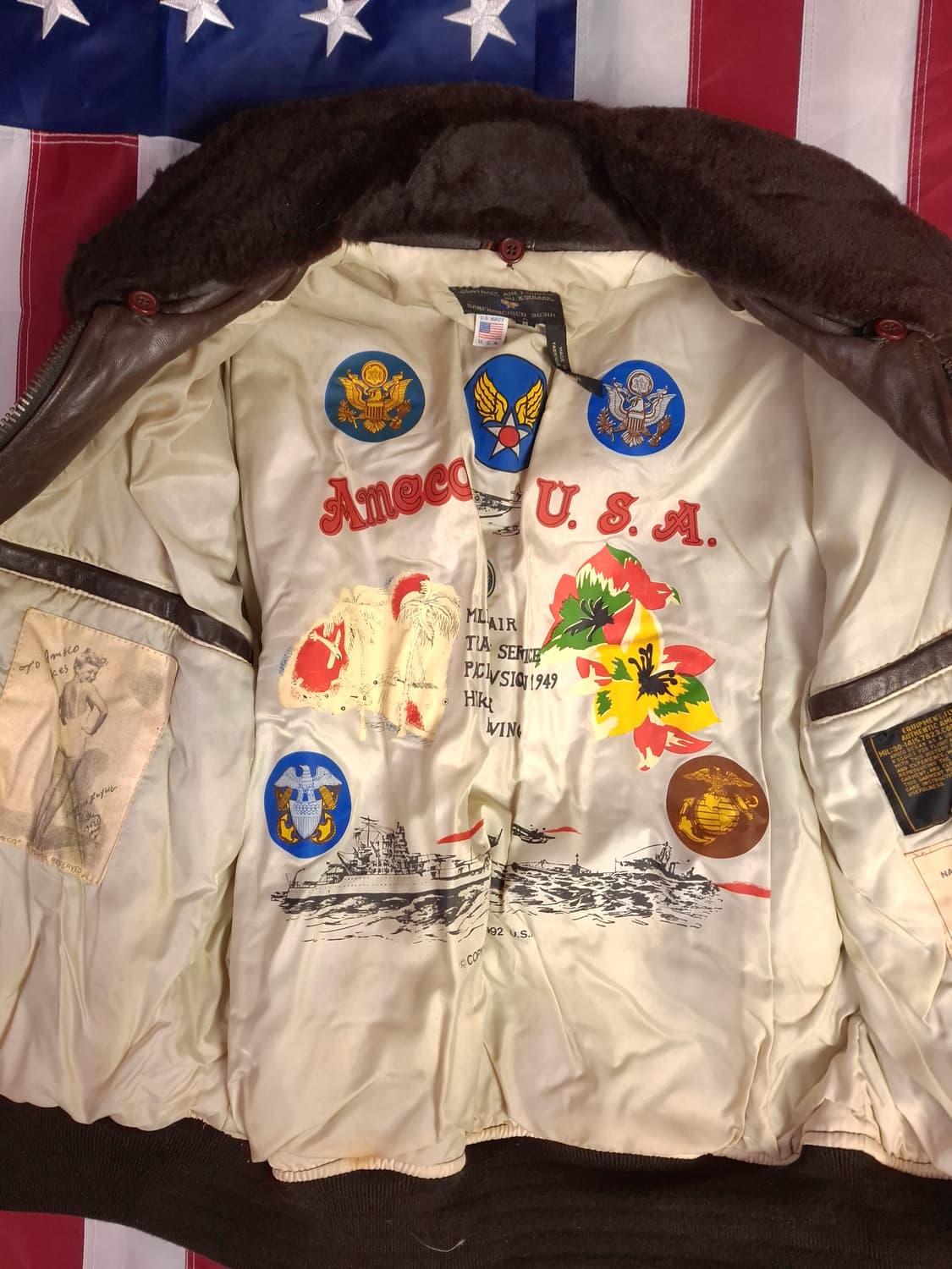  새제품급 오리지날 90's 아메코 미해군 G-1 리얼레더 항공 자켓 상품이미지10