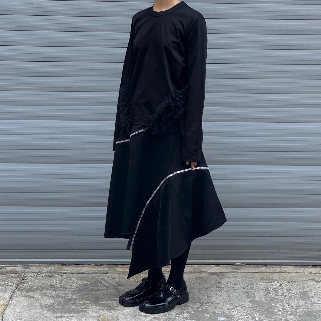Diagonal Zipper  black skirt 상품이미지8