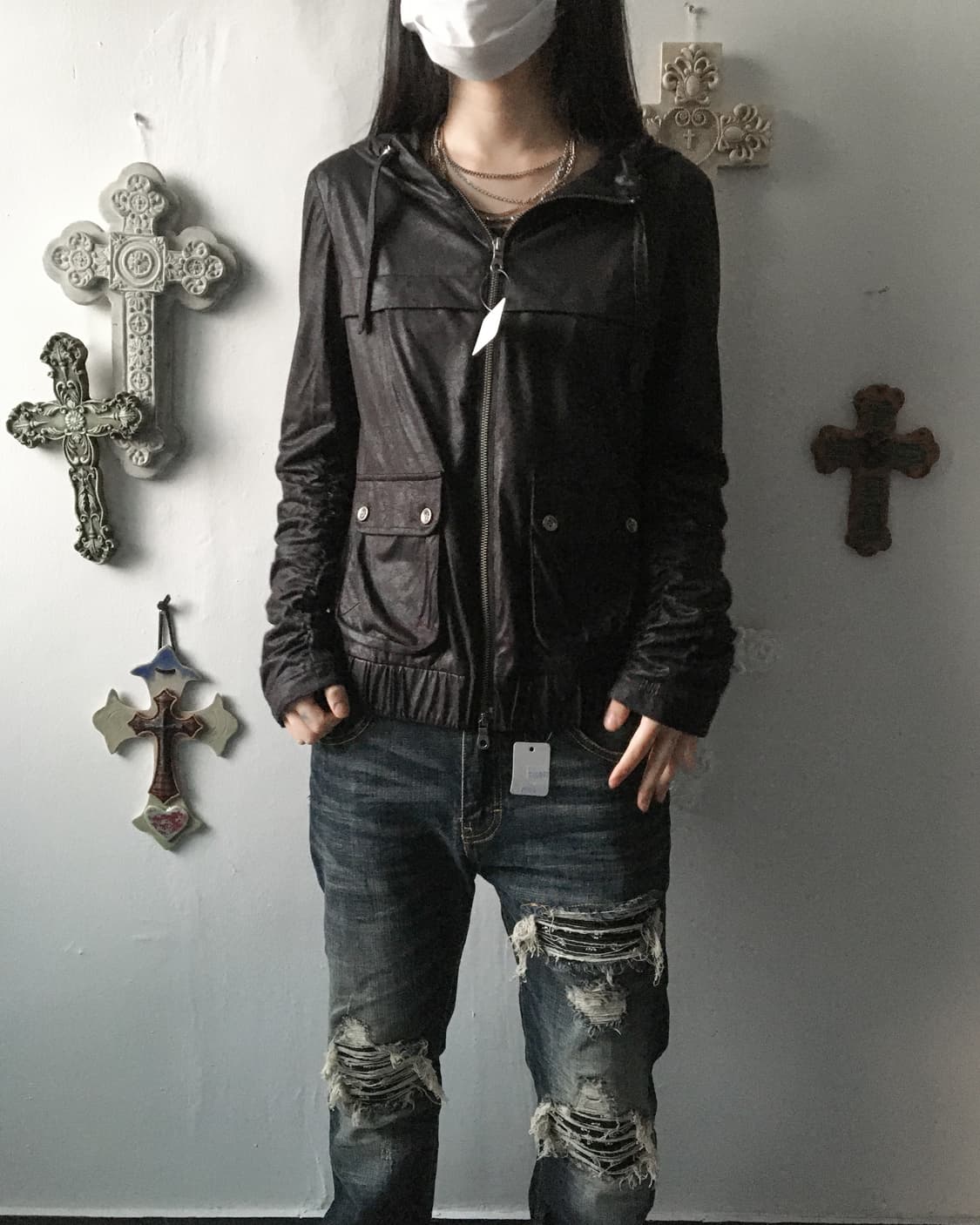 Fabric point hood zip up 상품이미지8