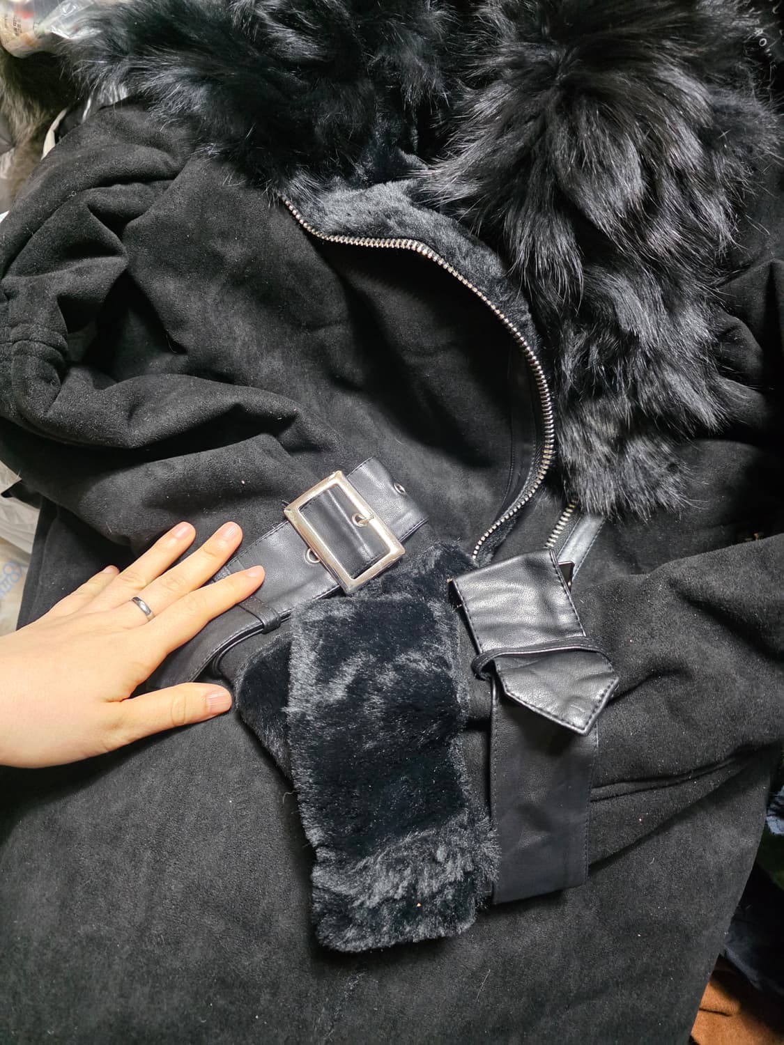 여우털 자켓 새상품 택제거 (블랙&카키) 상품이미지1