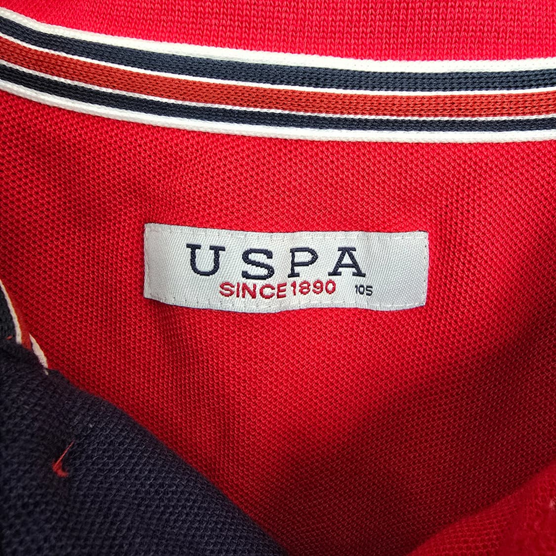 새제품) 유에스폴로 USPA 로고 자수 카라 반팔티 레드 105 상품이미지4
