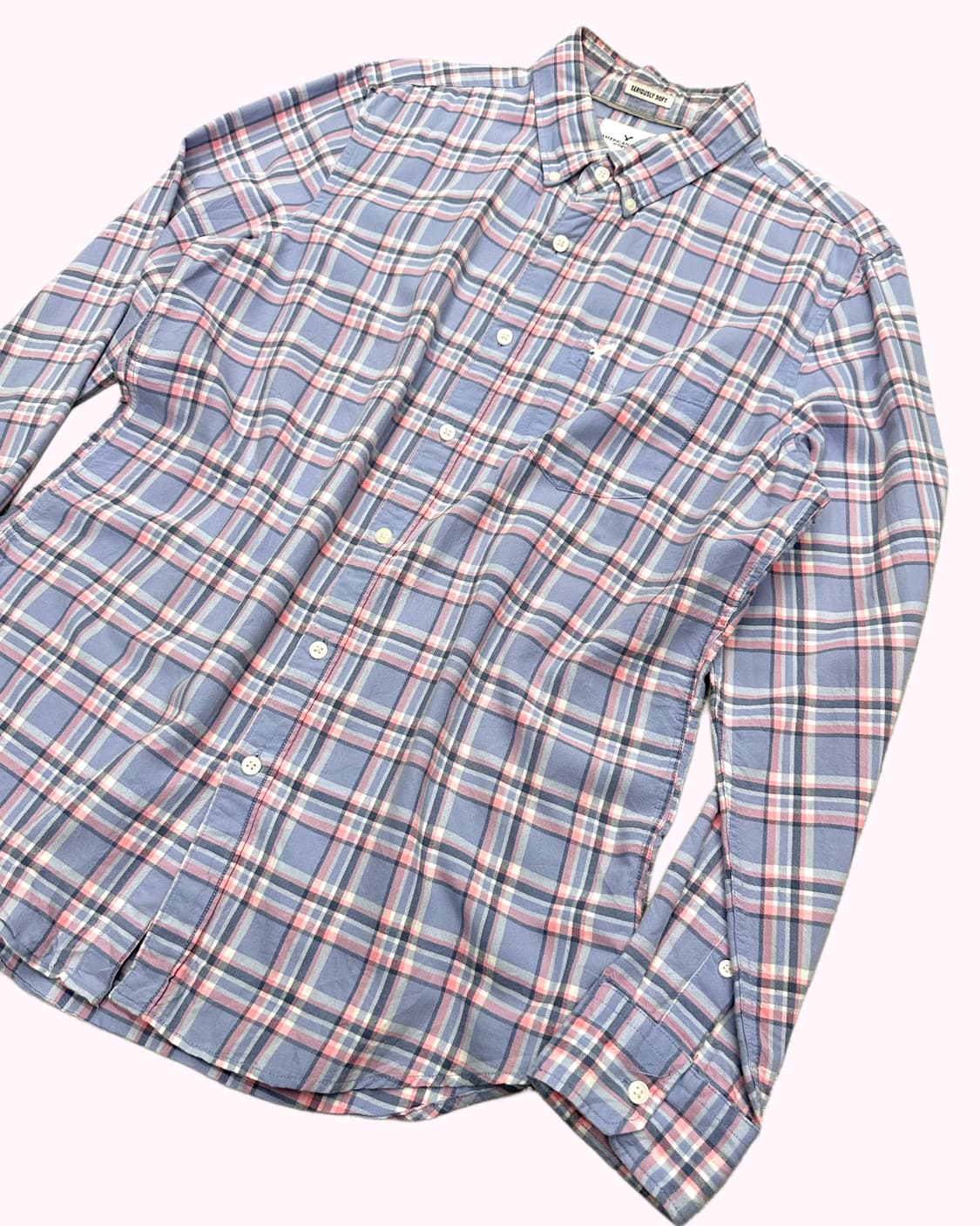 AMERICAN EAGLE pastel purple check shirt 상품이미지3