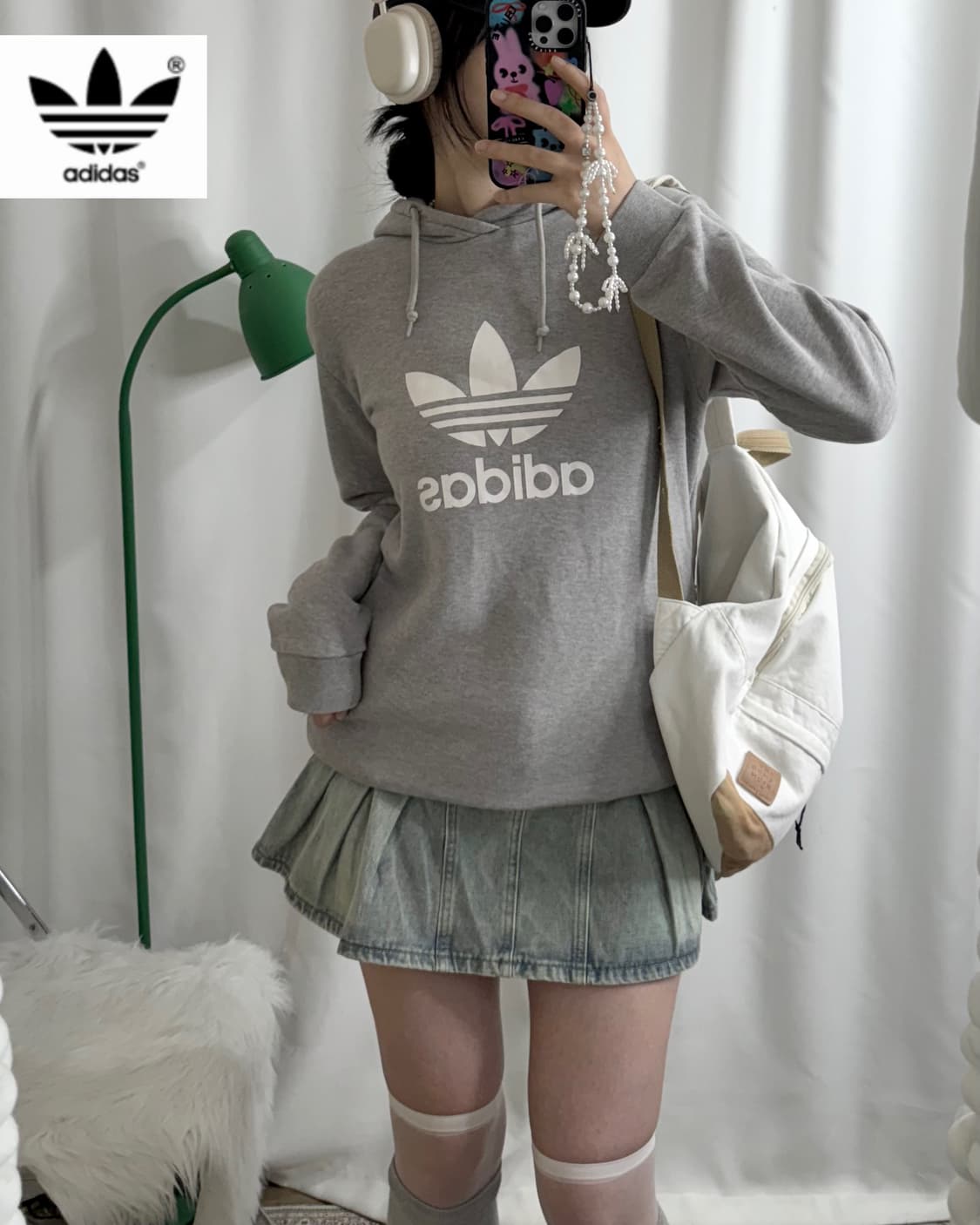 아디다스 그레이 파이어버드 후드 티셔츠 상품이미지2