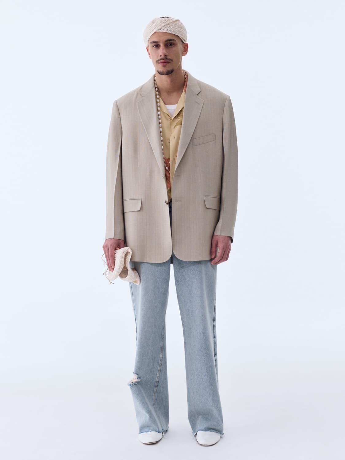 [새상품] 23SS 렉토 비스코스 오버 자켓 베이지 카키 상품이미지2