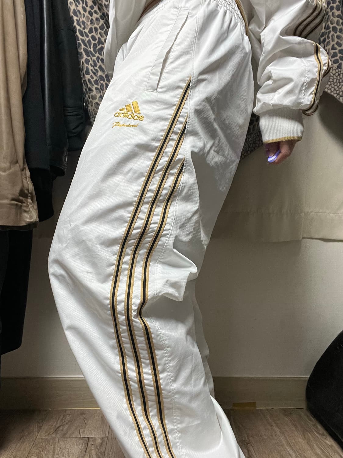00s 아디다스 화이트 골드 메탈릭 셋업 웜업 져지 상품이미지3