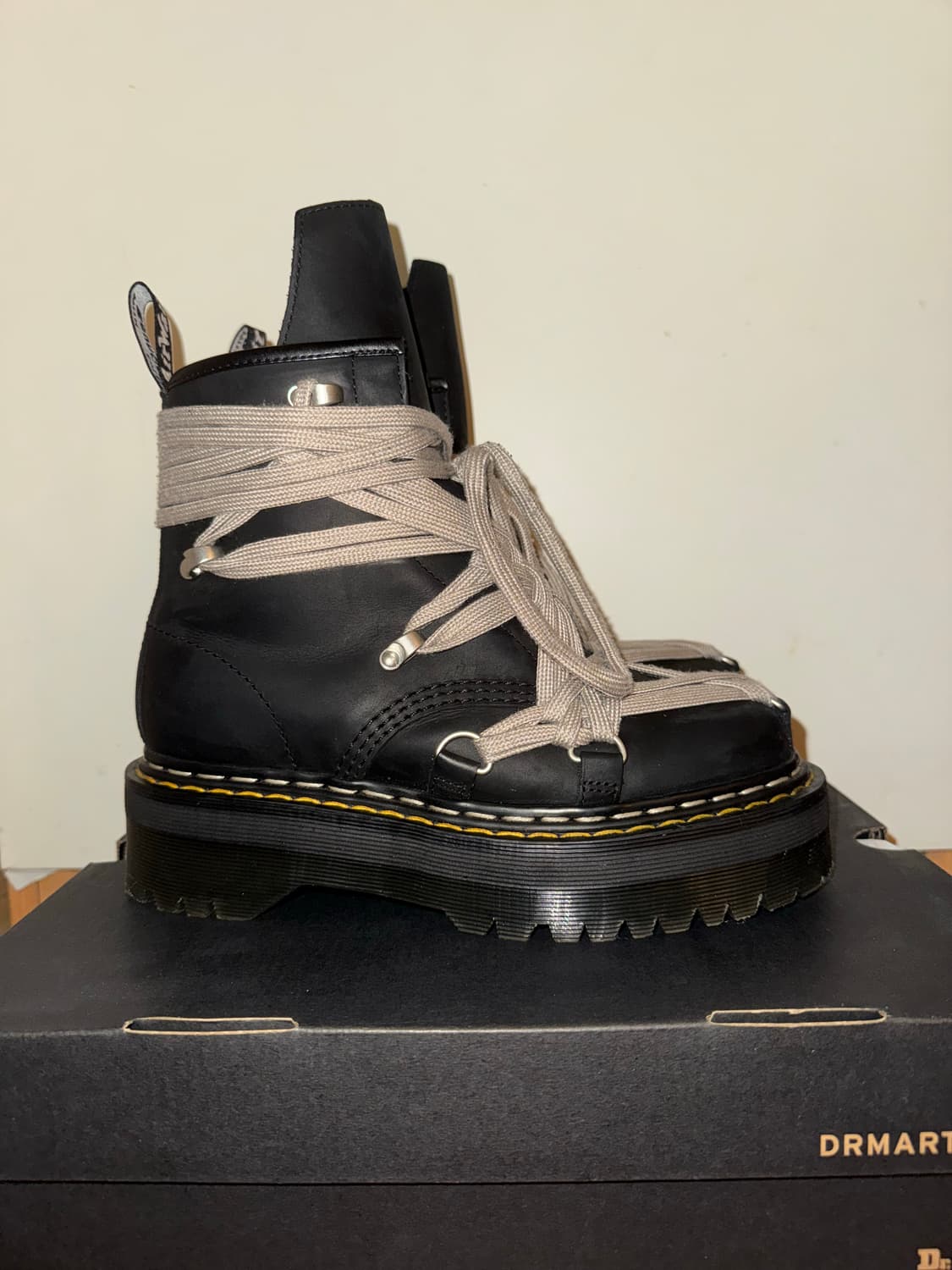 Uk 5) 릭오웬스x닥터마틴 1460 쿼드 솔 메가 레이스 부츠 상품이미지2