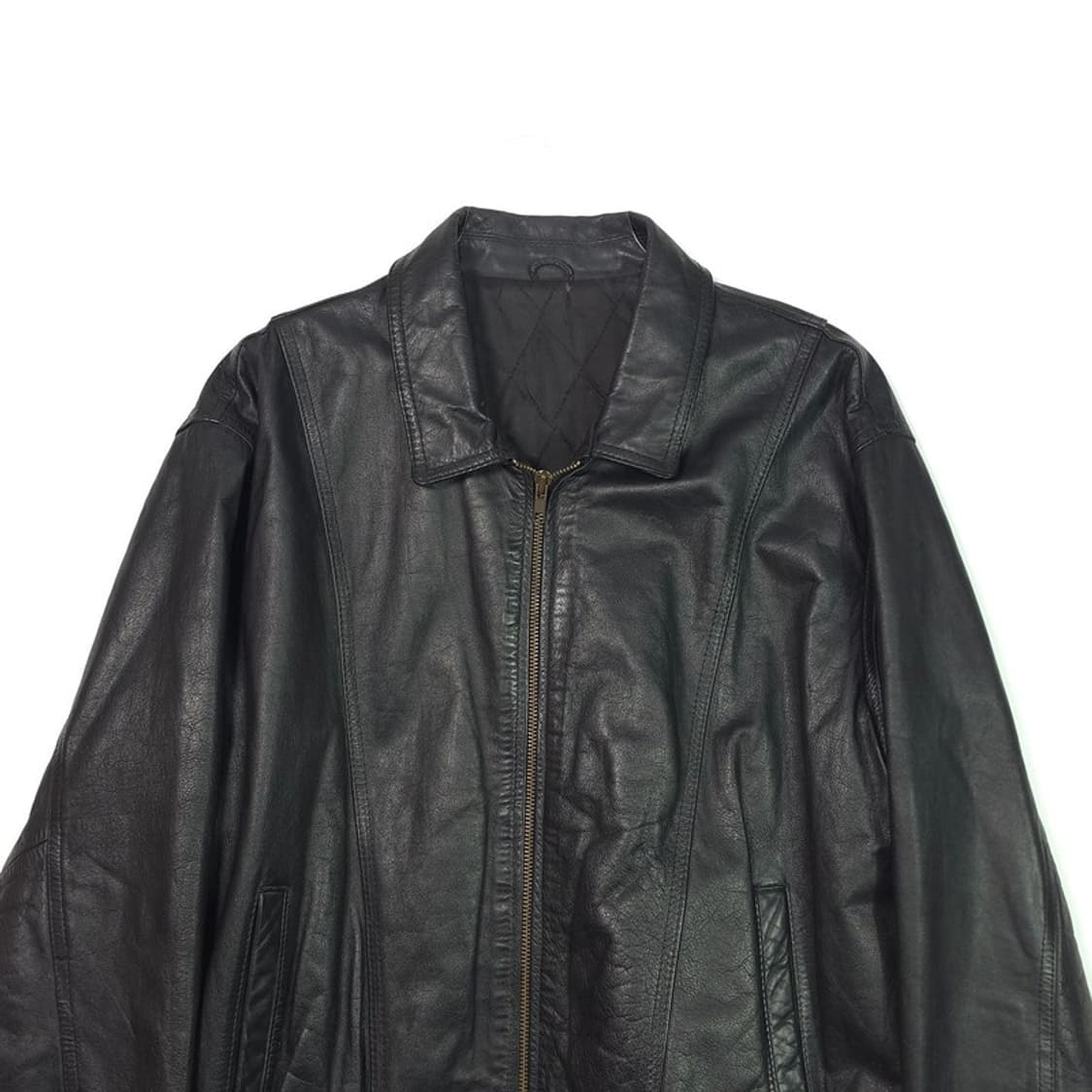 JPN 빈티지 소가죽 블루종 블랙 가죽 자켓 상품이미지3