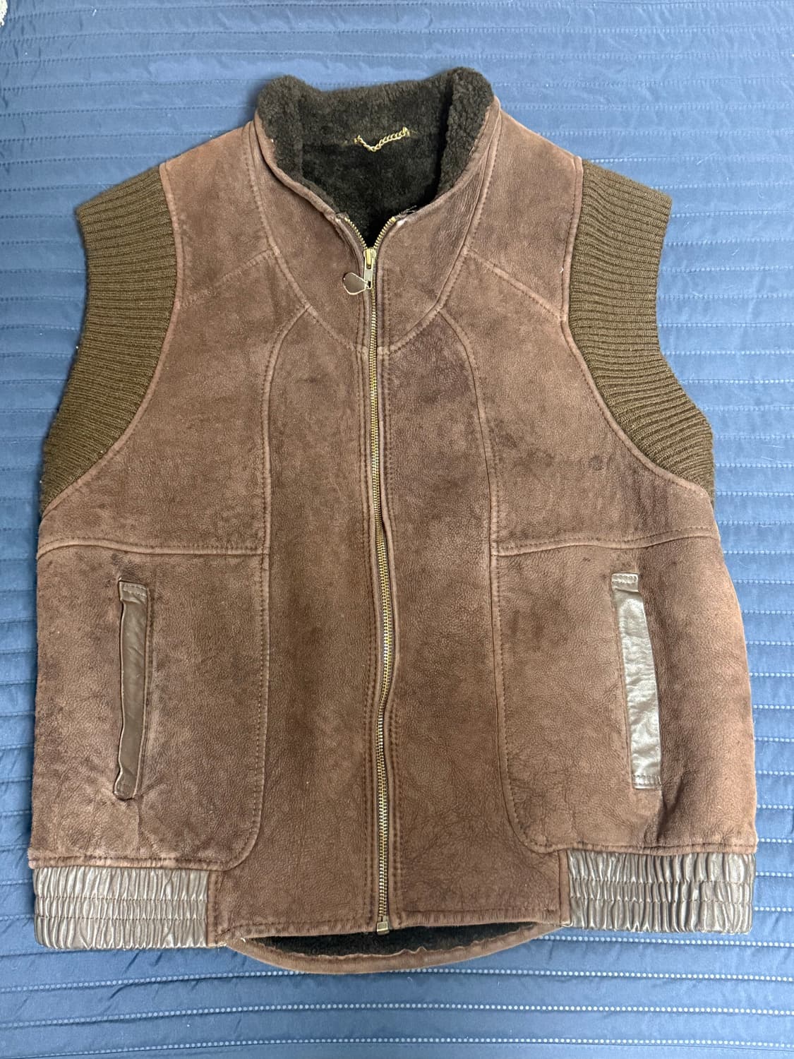Vintage 스웨이드 양털 조끼 상품이미지1