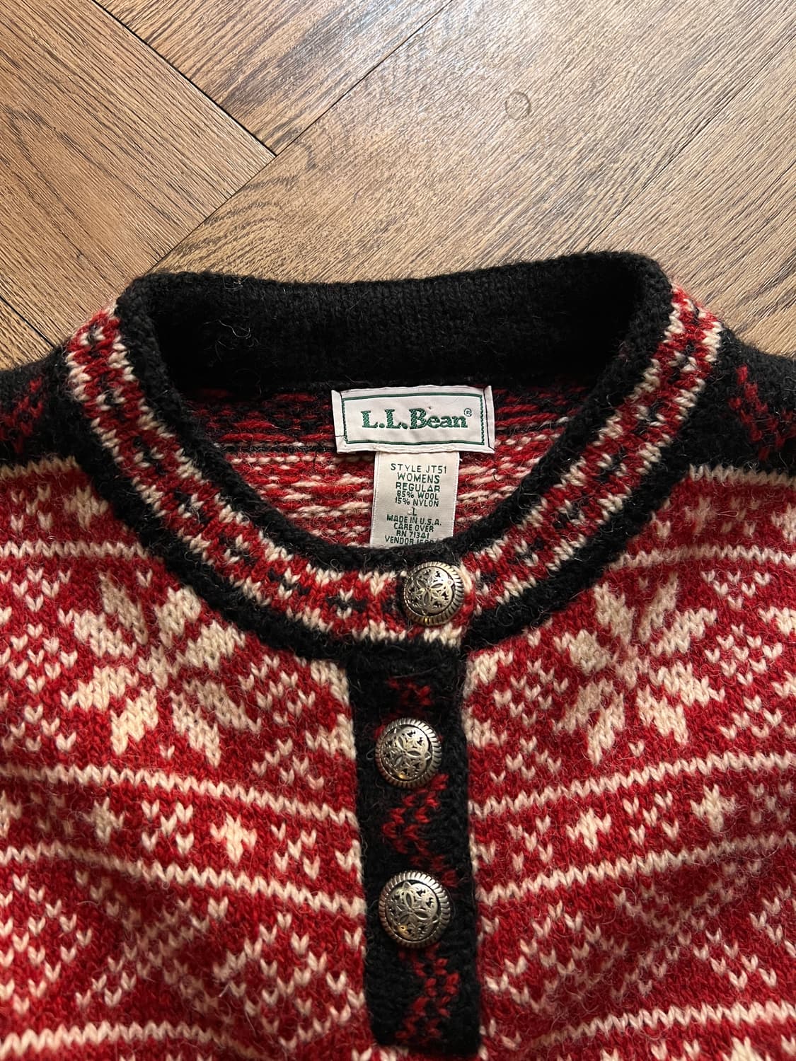 [L]90's 엘엘빈 Made in USA 노르딕 울 니트 상품이미지2