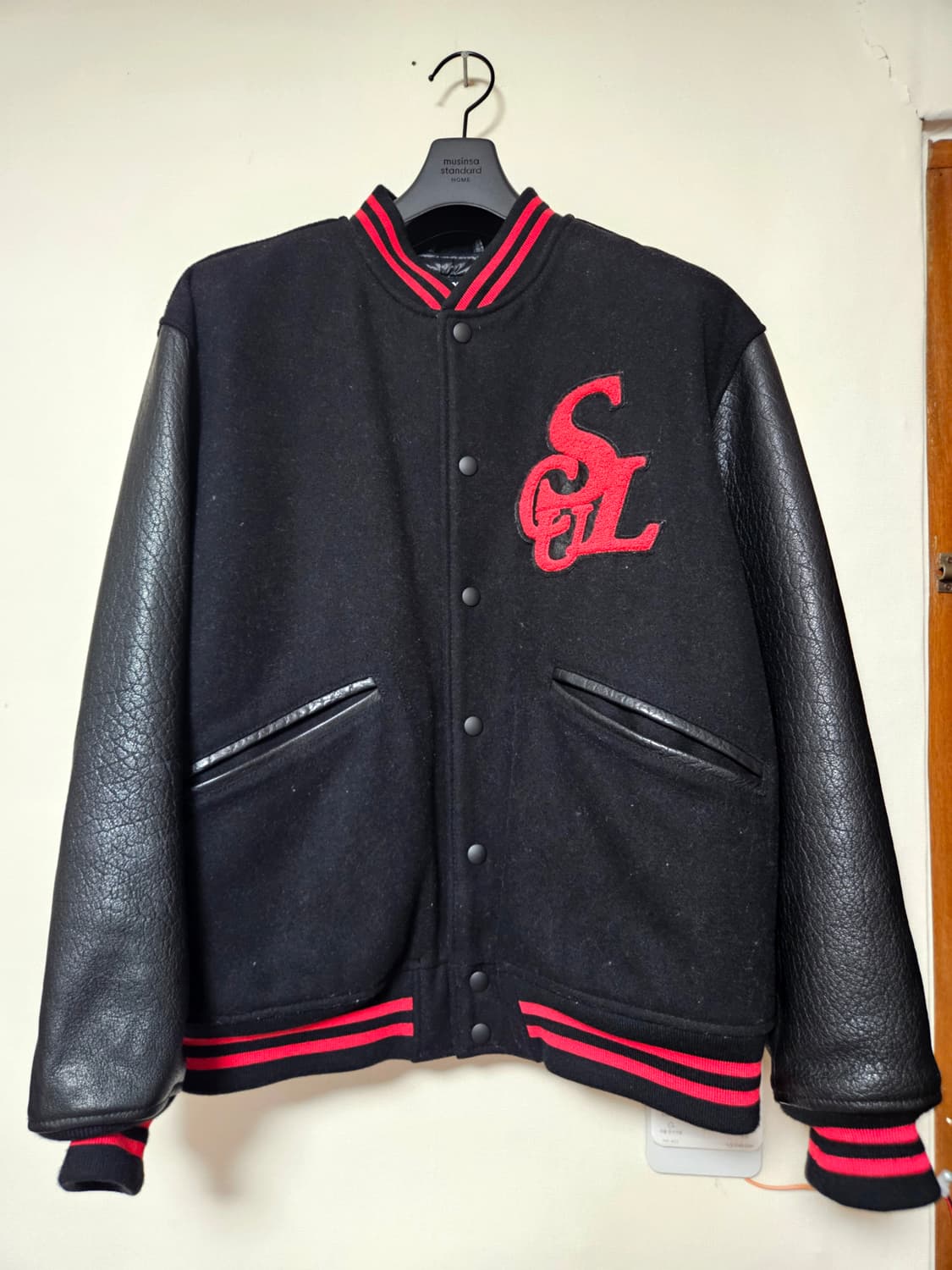 Wool Monogram Varsity Jacket Black 상품이미지1