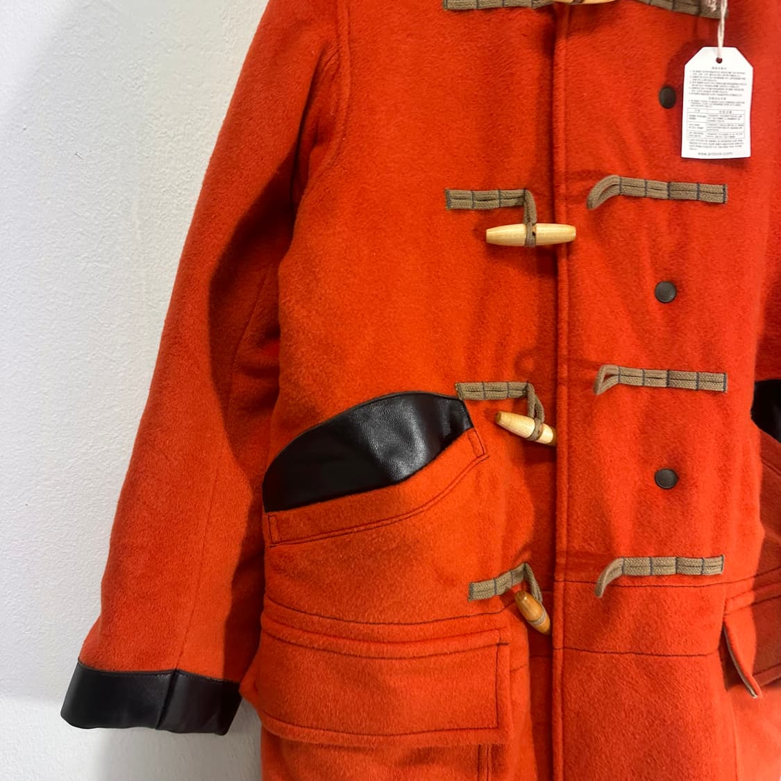 택달린새것 S 스펙테이터 오렌지 가죽배색 더플코트 상품이미지2