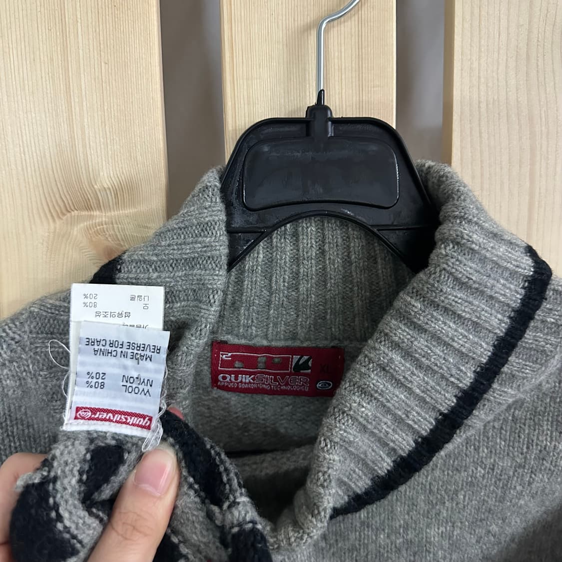 (L) 퀵실버 그레이 하이넥 니트 상품이미지4