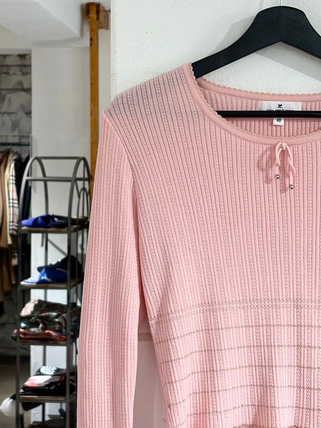 꾸레쥬 핑크 리본 울 블렌드 니트 상품이미지2