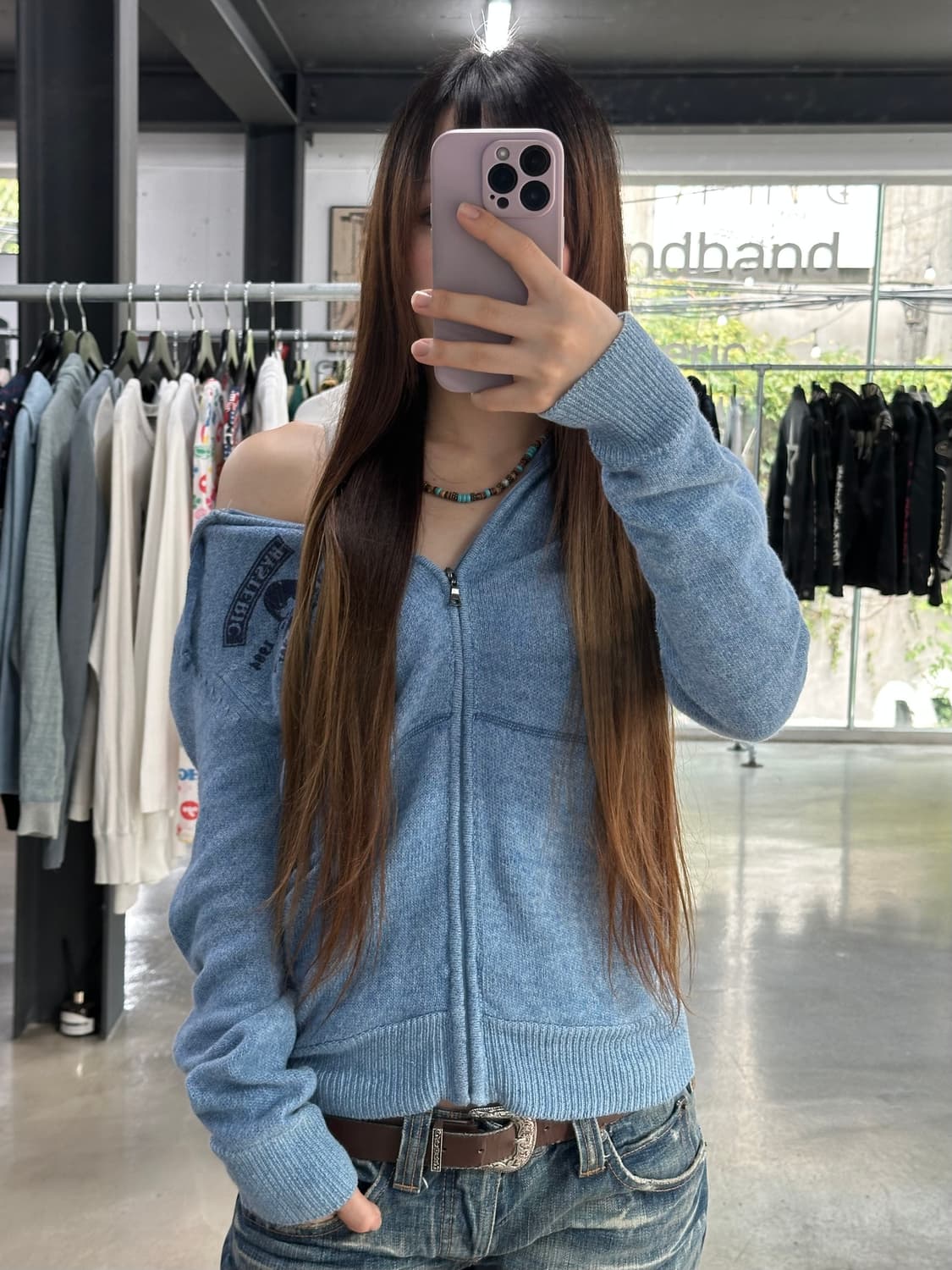 히스테릭글래머 히스걸 프리미엄 Flanders linen 니트후드집업 상품이미지3