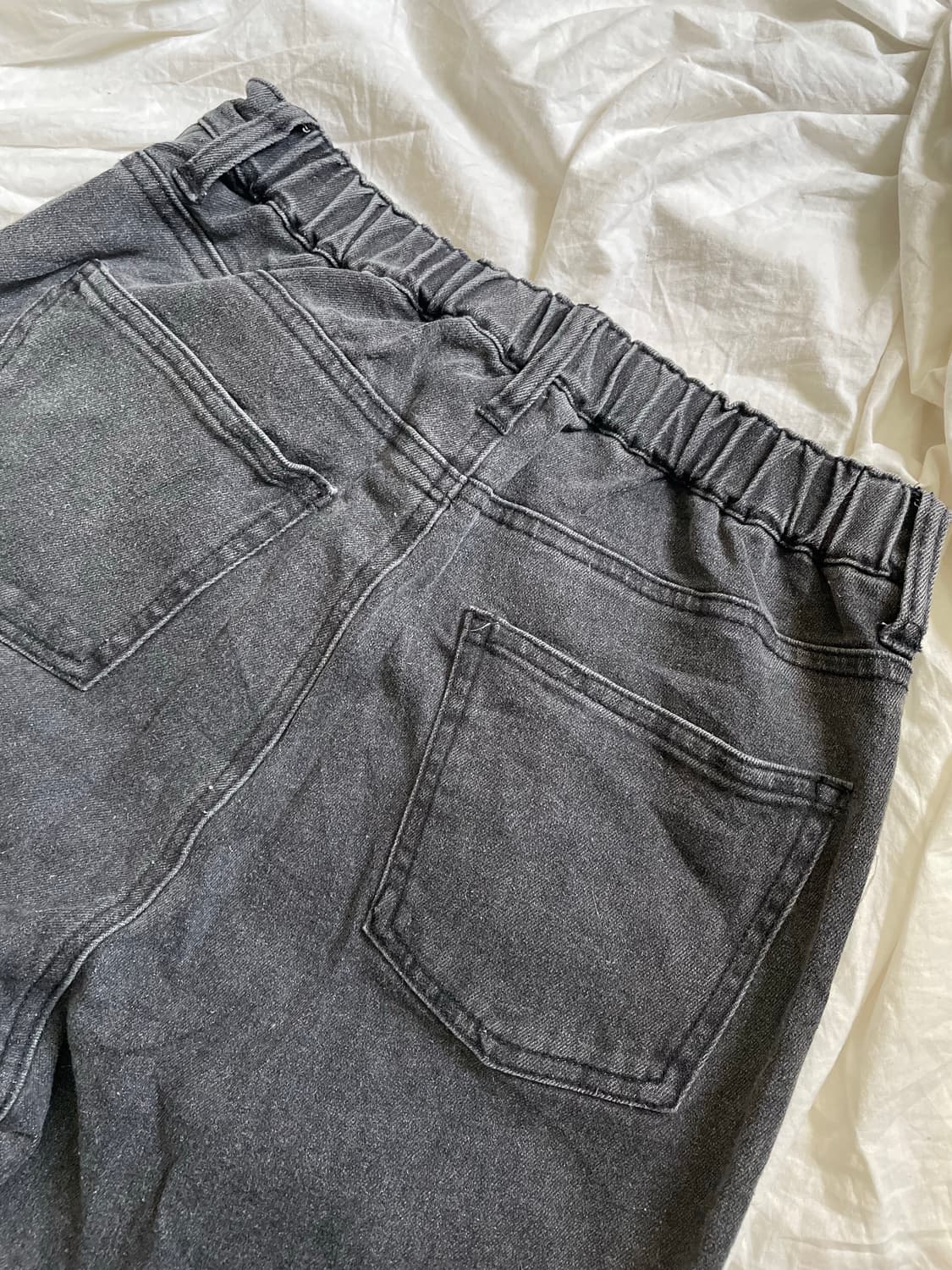 빈티지 그레이 진주 디테일 와이드 데님 팬츠 상품이미지3