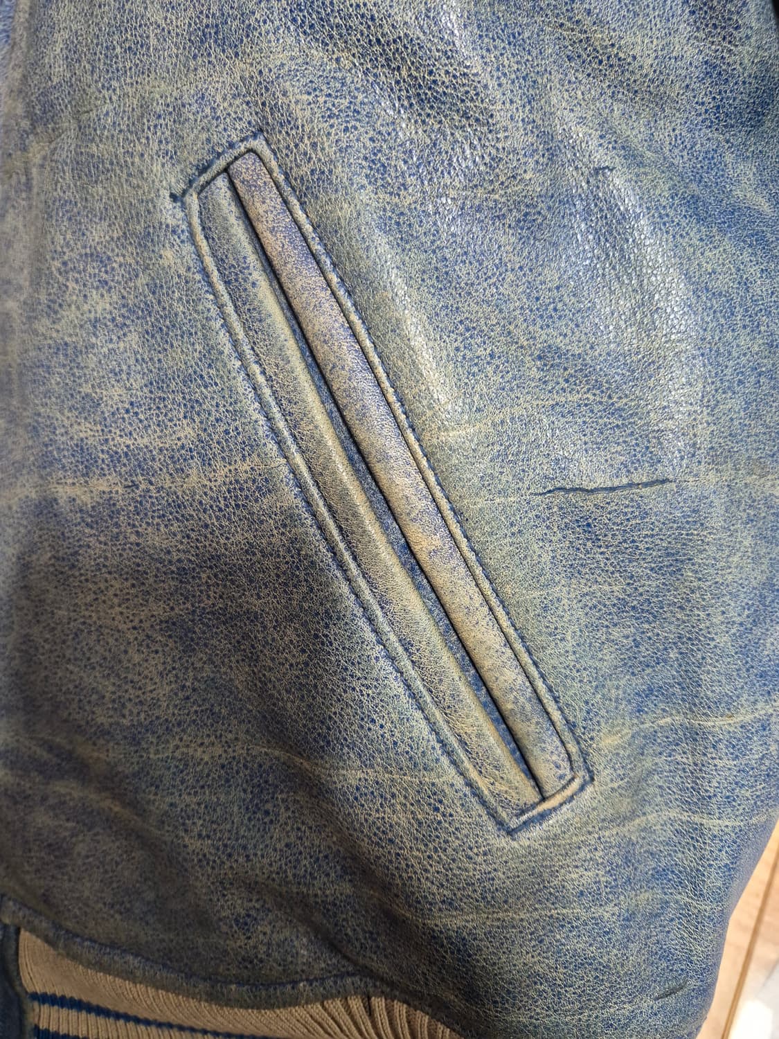 게스 90s 빈티지 인디언  바시티 가죽 자켓 남성L 상품이미지5