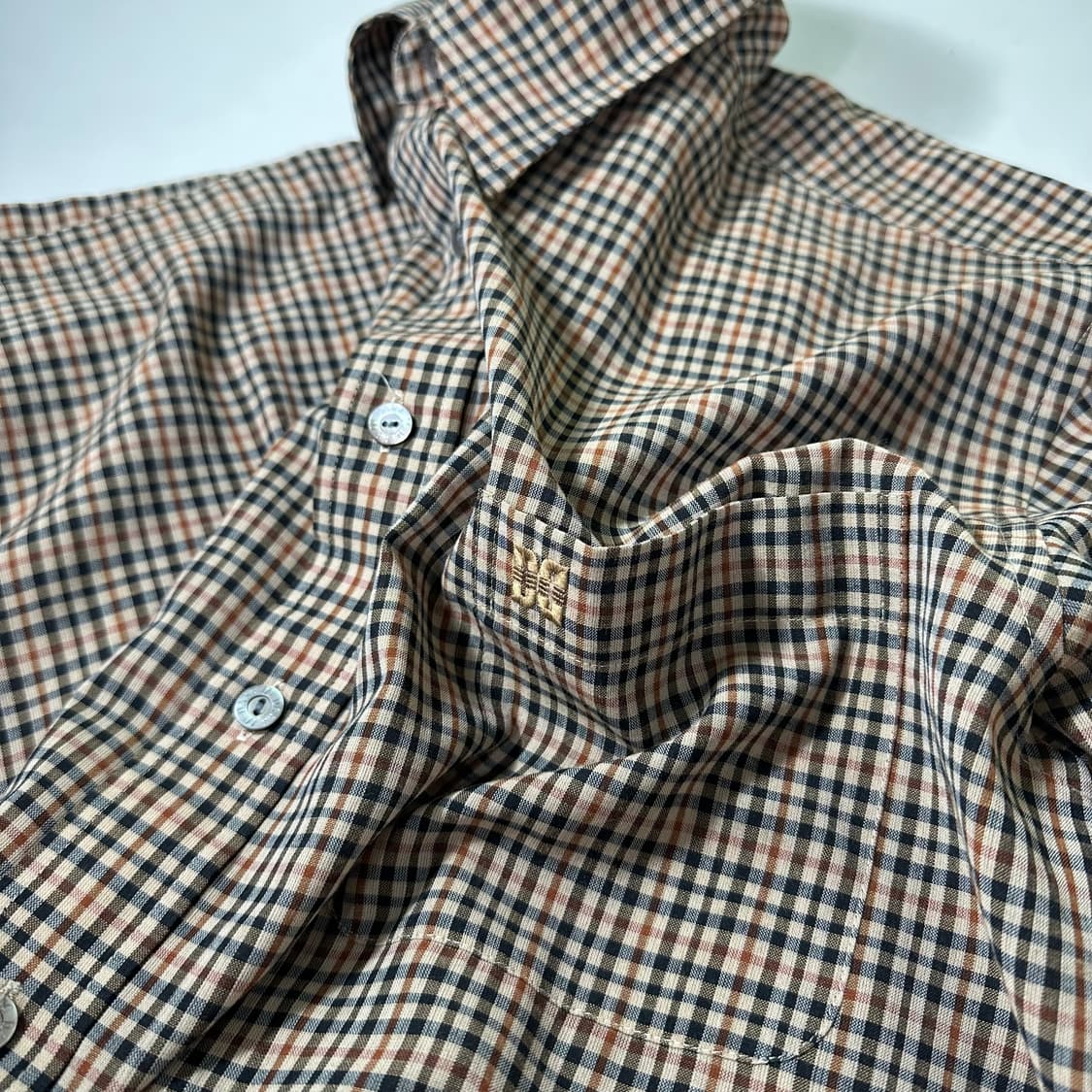 100 L 닥스 시그니처체크 린넨혼방 반팔셔츠 상품이미지1