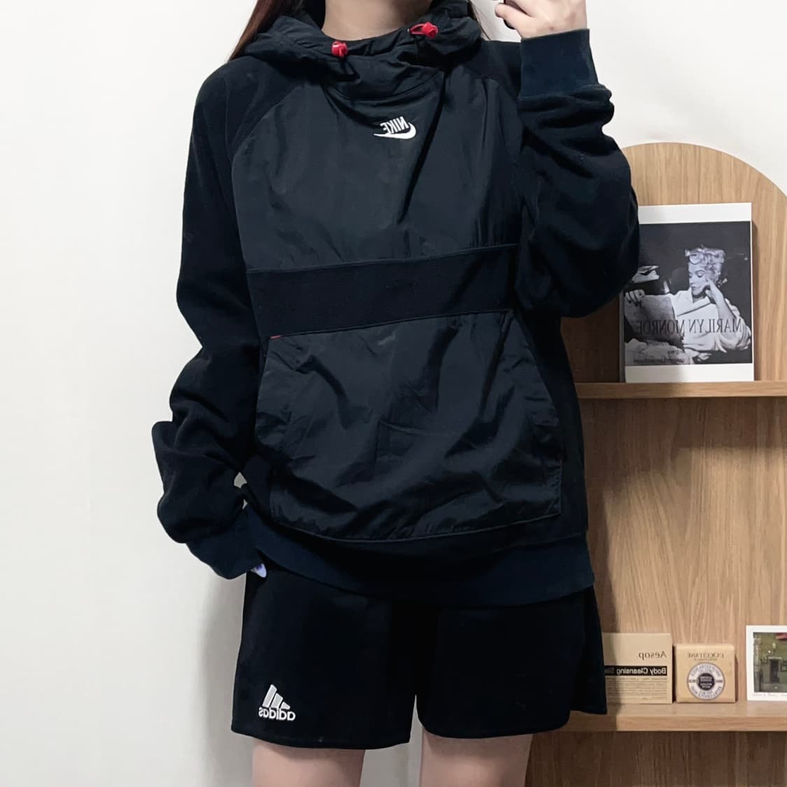 [정품] 나이키 블랙 하이브리드 후리스 후드티 [ L ] 상품이미지1