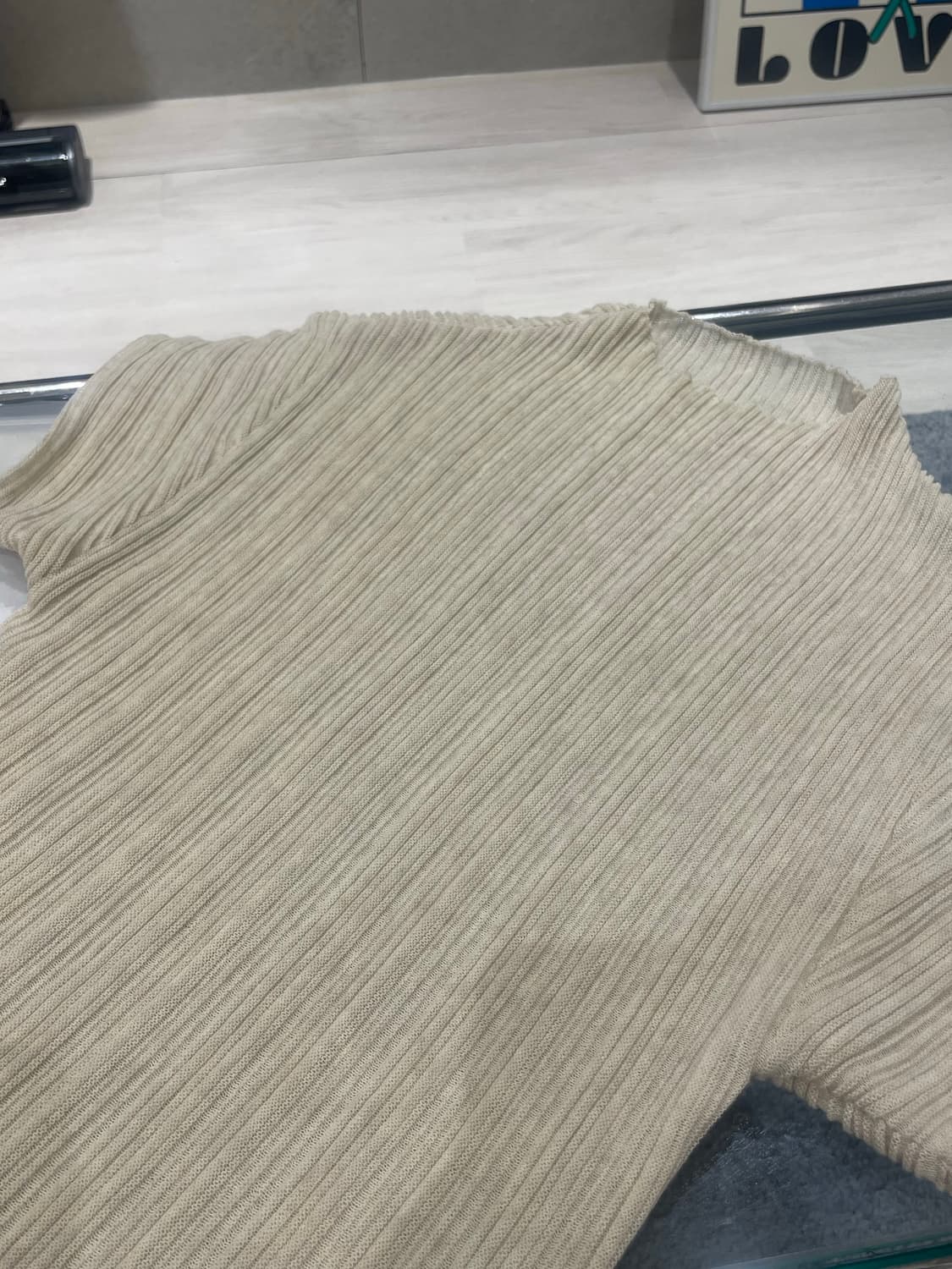 LE17SEPTEMBRE 플리츠 목폴라 반팔 니트 베이지 36 상품이미지3