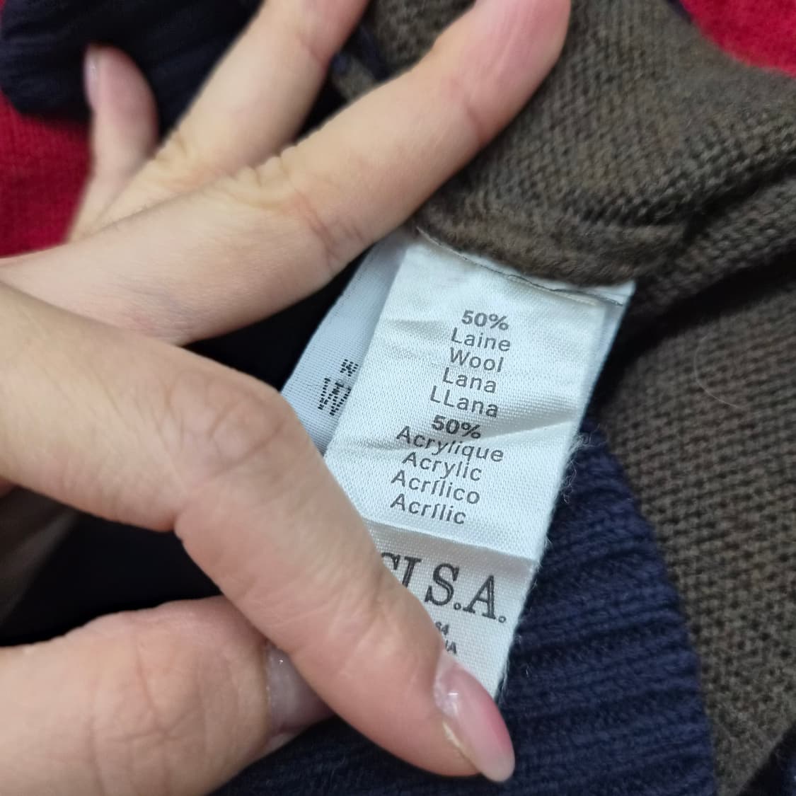 라코스테 스트라이프 패턴 하프넥 니트 남성 L 상품이미지5