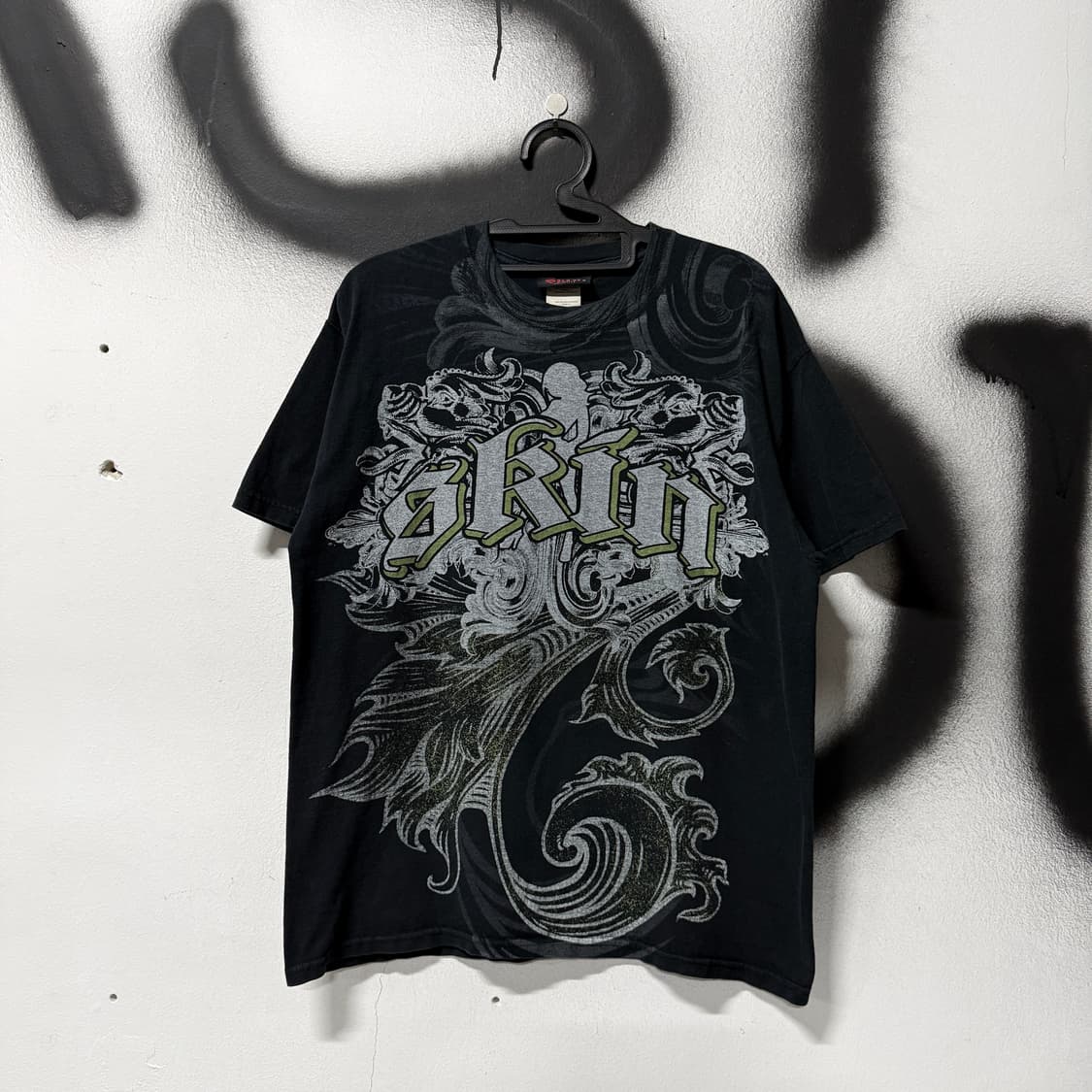 VTG 빈티지 아트 풀 프린팅 고스 락 펑크 반팔 티셔츠 상품이미지1