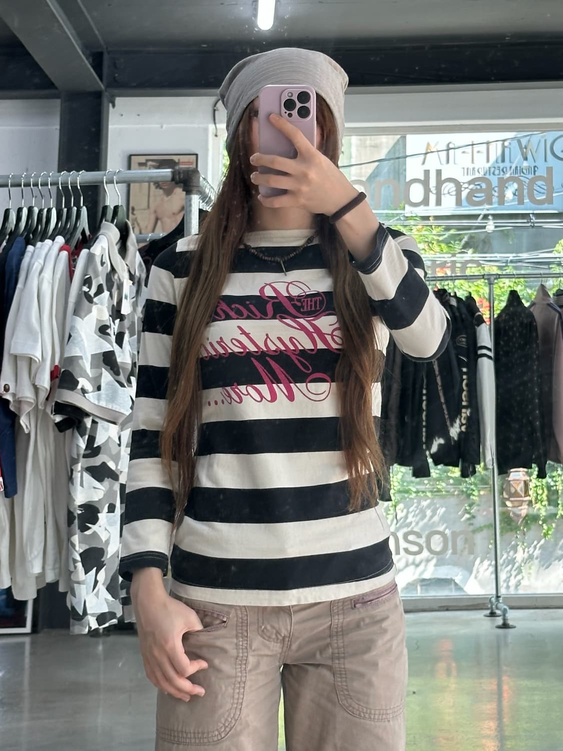 히스테릭글래머 스트라이프 보트넥 프린팅 롱슬리브 긴팔티셔츠 상품이미지2