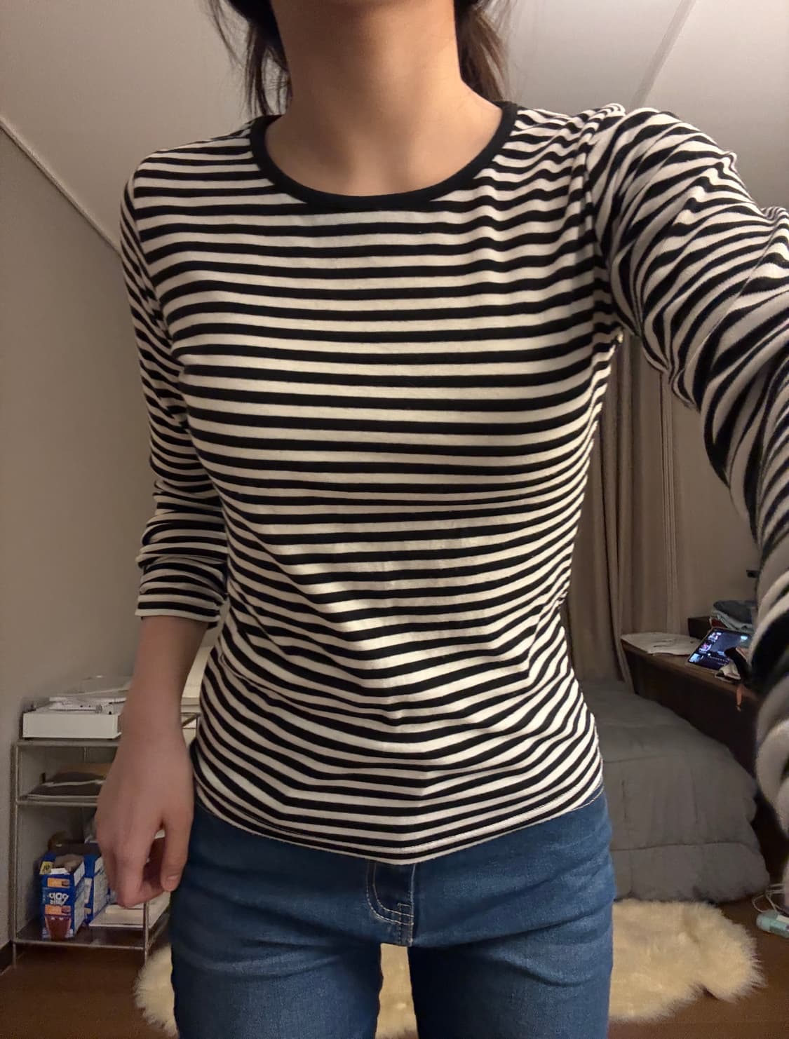 스트라이프 슬림 롱슬리브 긴팔티셔츠 모리걸 상품이미지1