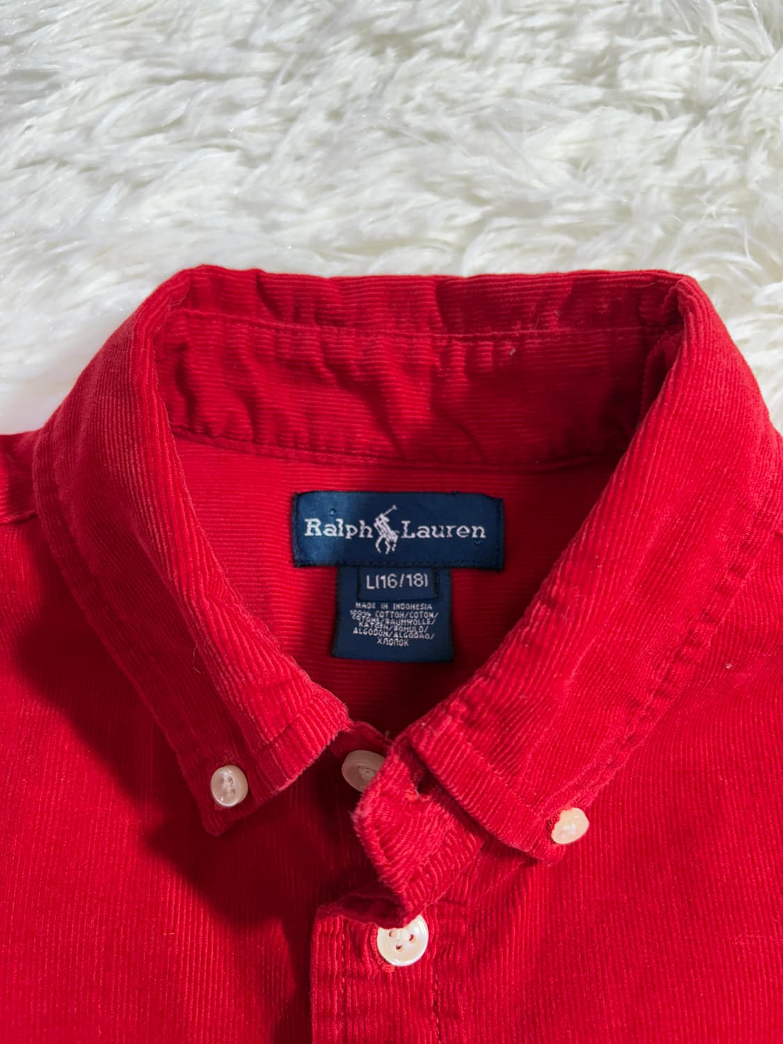 폴로 랄프로렌 레드 쿄듀료이 솔리드 셔츠  상품이미지4