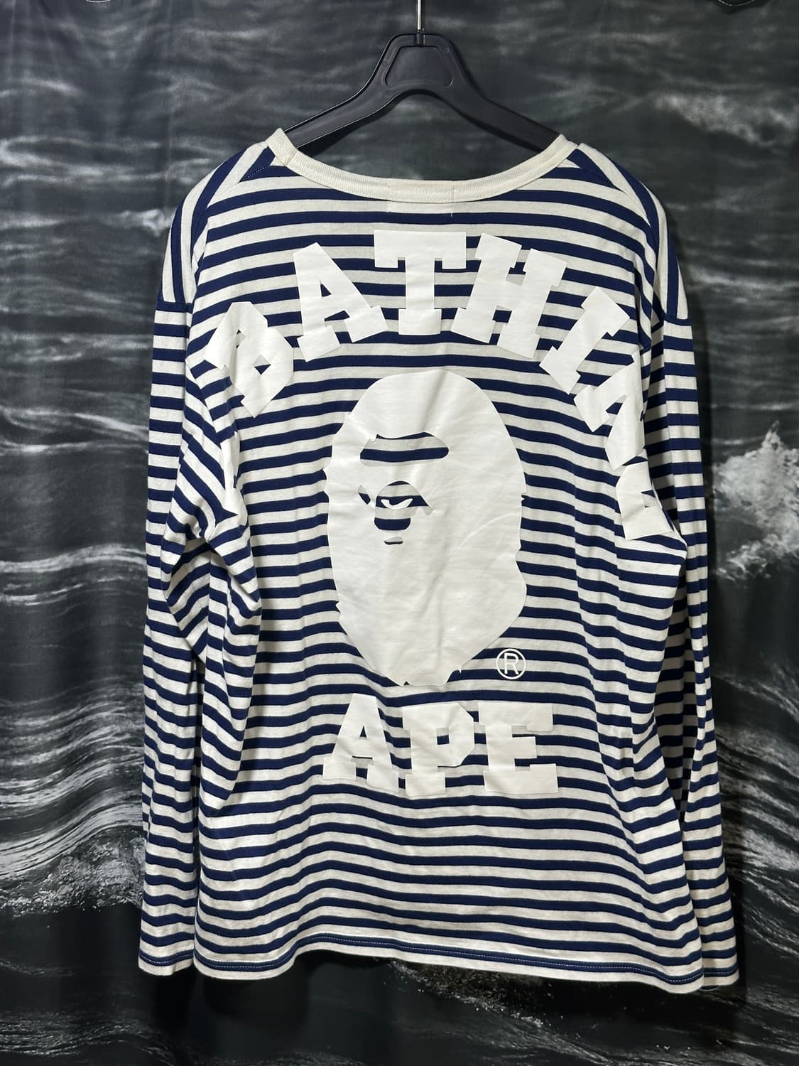 베이프 스트라이프 긴팔티셔츠 네이비 XL(100) 상품이미지1