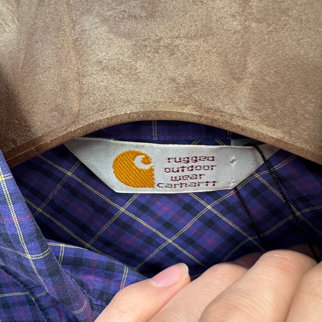 칼하트 롱슬리브 타탄체크 패턴 셔츠 원포켓 디테일 레귤러핏 퍼플 상품이미지5
