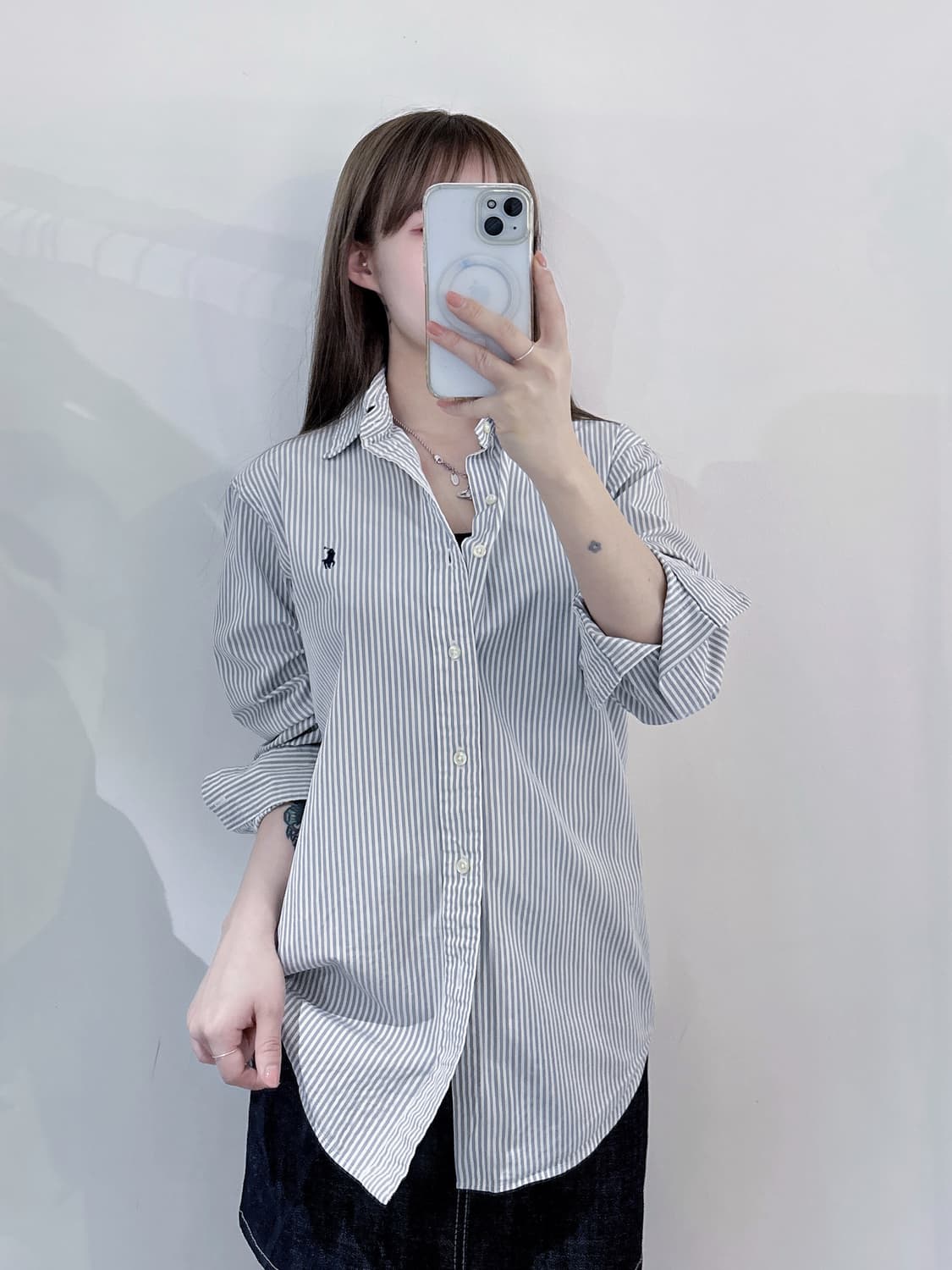 폴로랄프로렌 qr 네이비포니 스트라이프 셔츠 상품이미지2