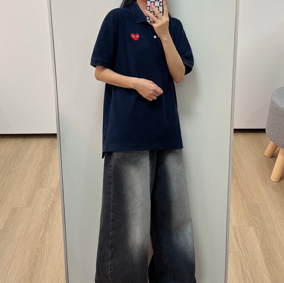 꼼데가르송 플레이 하트와펜 네이비 폴로 반팔 카라티 상품이미지2