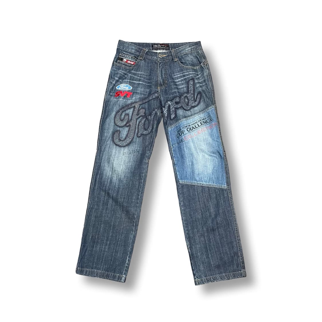[30] 푸부 포드 빅로고 레이싱 새깅 올드스쿨 힙합 워싱 데님팬츠 상품이미지1