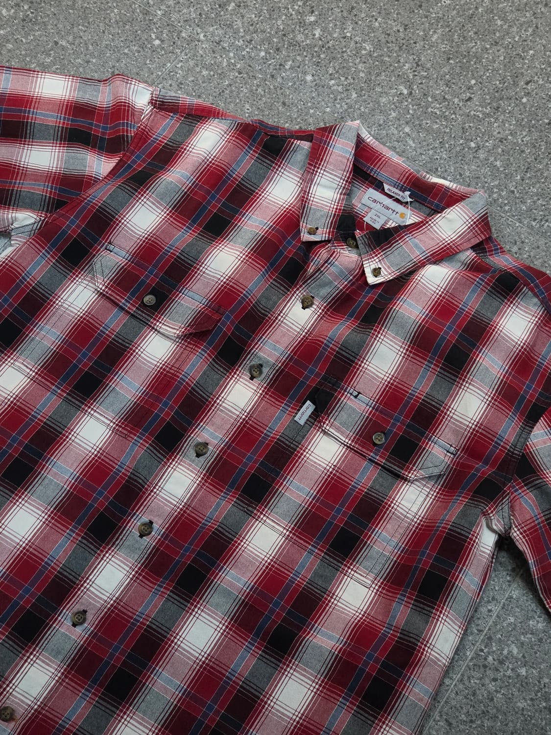 칼하트 레드 체크반팔셔츠  상품이미지1