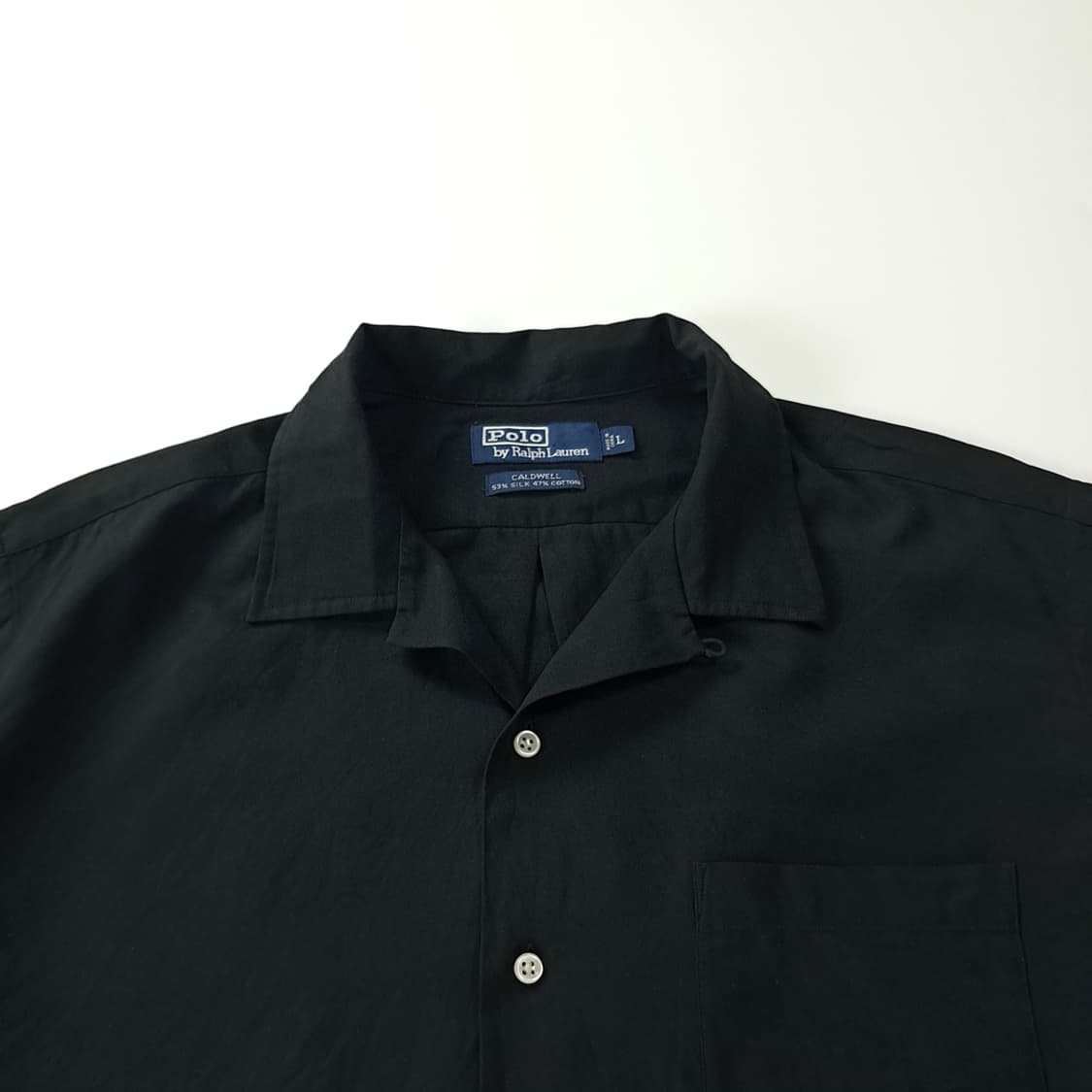 CK452 L 폴로 90s 실크 박스핏 블랙 반팔 셔츠 남방 상품이미지2
