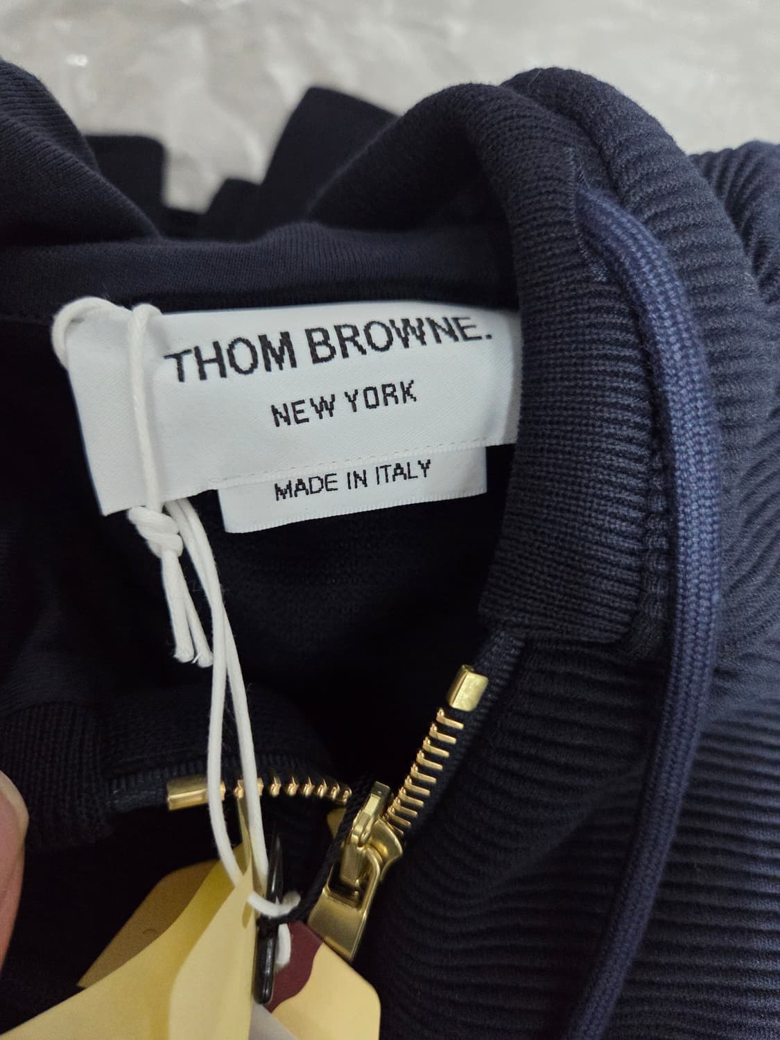 톰브라운 코튼 오토만 립 사선 후드 집업 네이비 5사이즈 상품이미지5