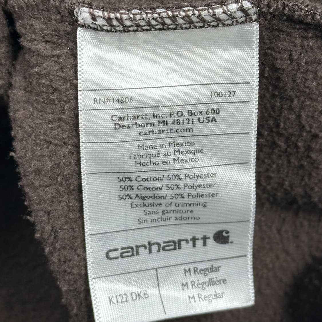 칼하트 og 써멀 후드집업 다크 브라운 M 상품이미지7