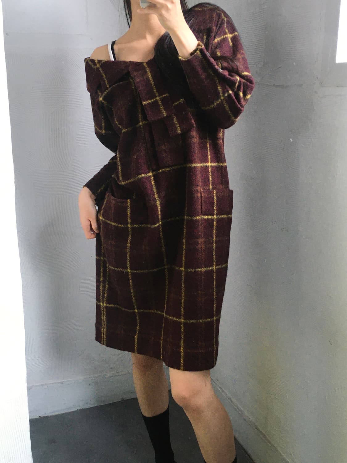 Vivienne Westwood 비비안웨스트우드 버건디 체크 울 원피스 상품이미지2