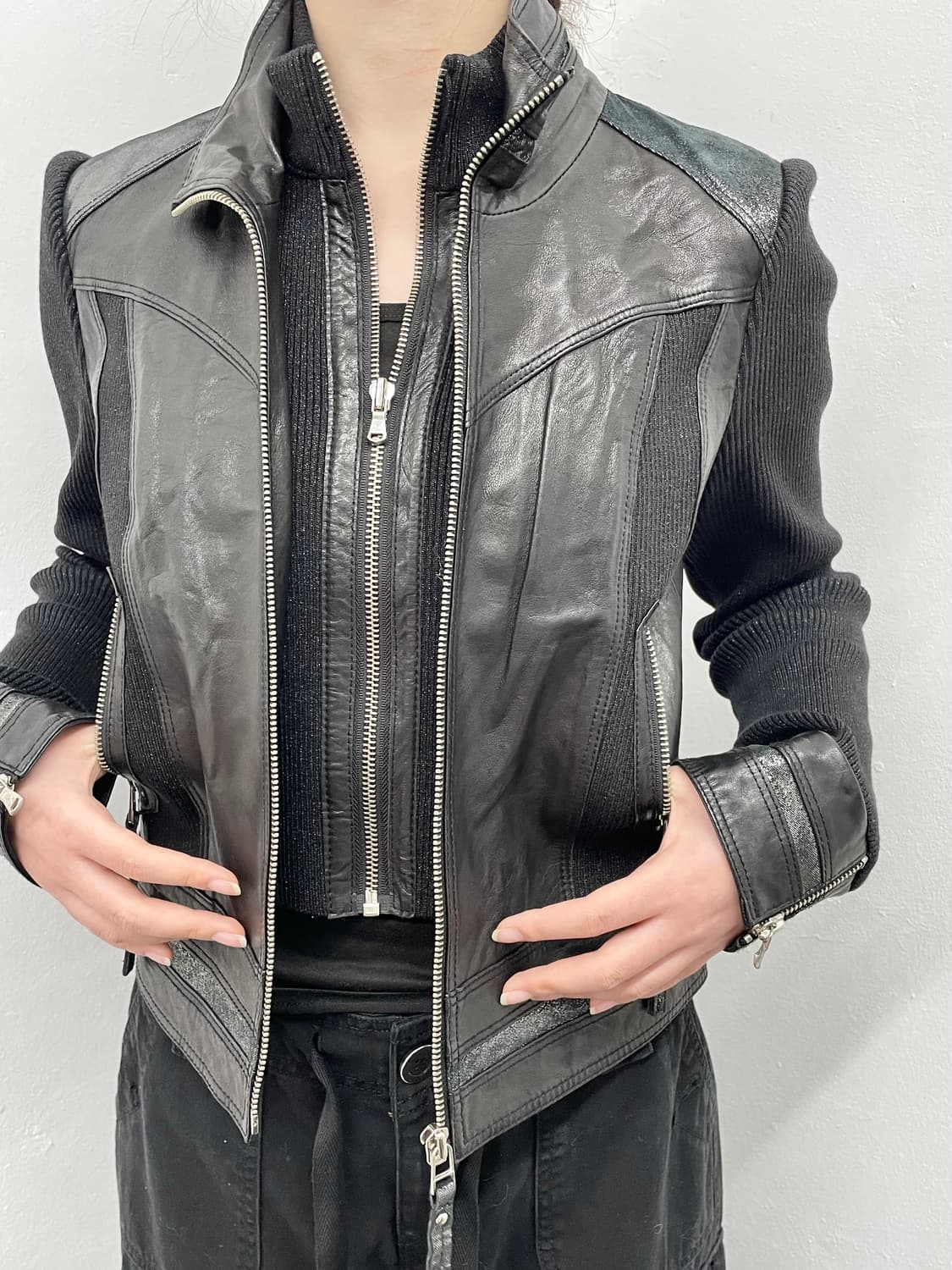 락시크 양가죽 레이어드 자켓 상품이미지5