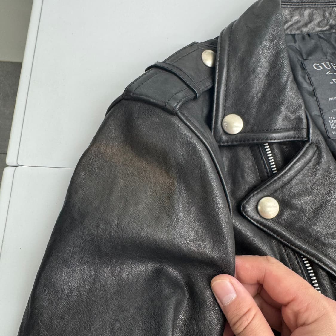 게스 양가죽 라이더 자켓  상품이미지5
