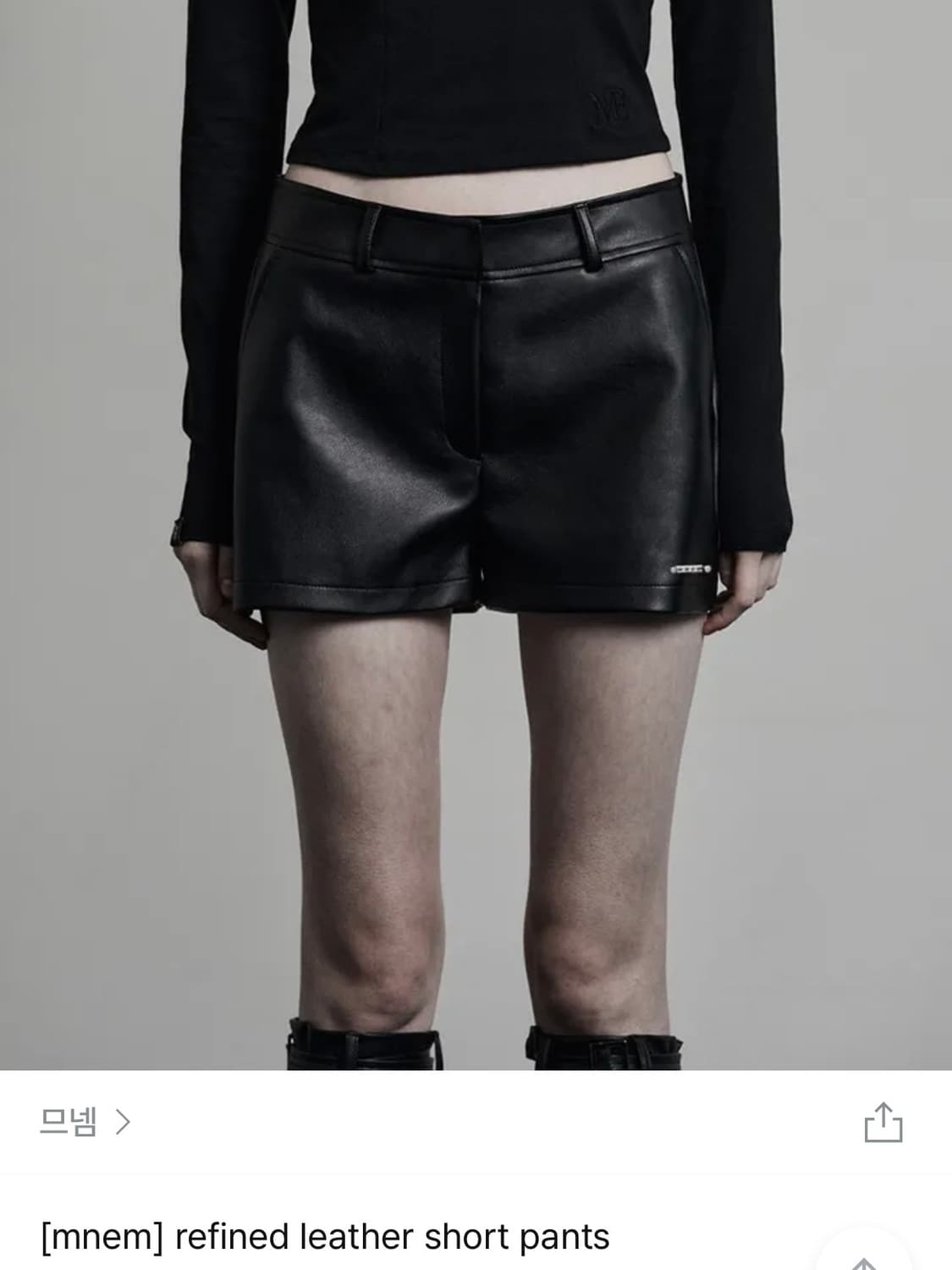므넴 레더 쇼츠 반바지 블랙 1 상품이미지1